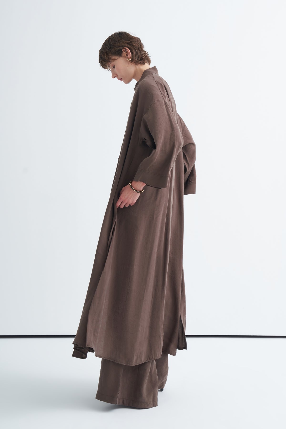 Modal 3'lü Pantolon Bluzlu Abaya Takım Kahve