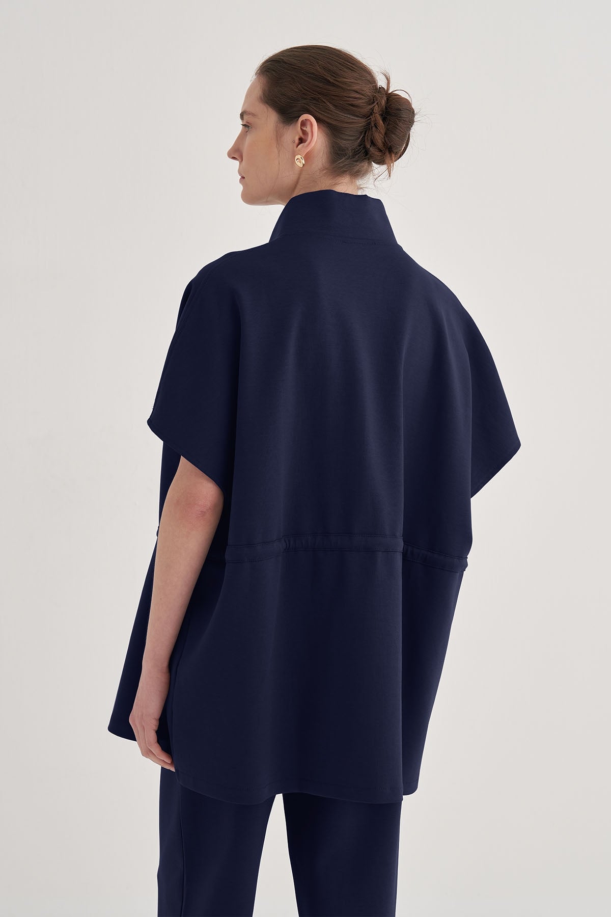 Kadın İnterlok Oversize Yelek Pantolon Takım Lacivert