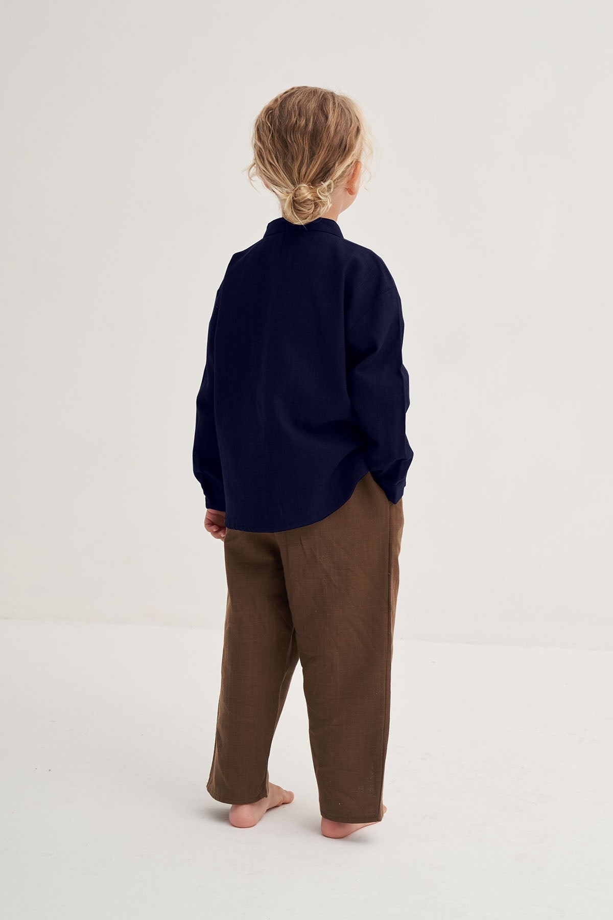 Erkek Çocuk Organik Pamuk Hakim Yaka Gömlek Lacivert