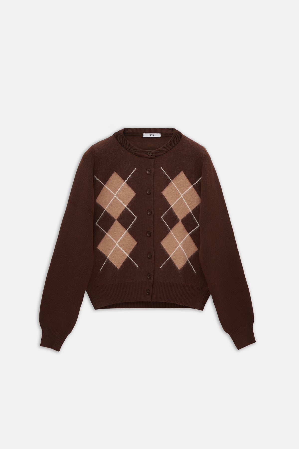 Kadın Baklava Desen Triko Hırka Kahve