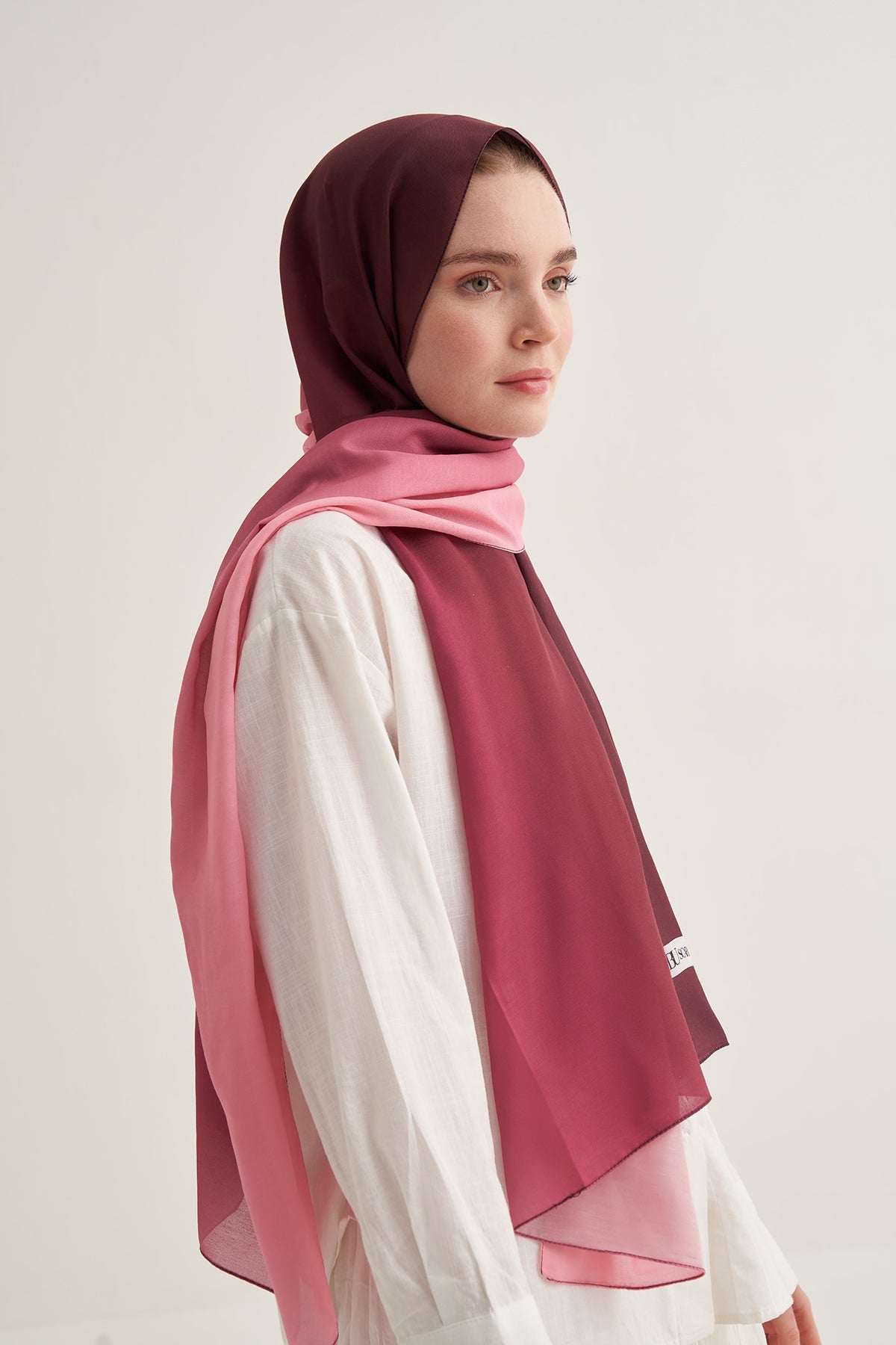 Kadın Degrade Soft Pamuk Şal Bordo