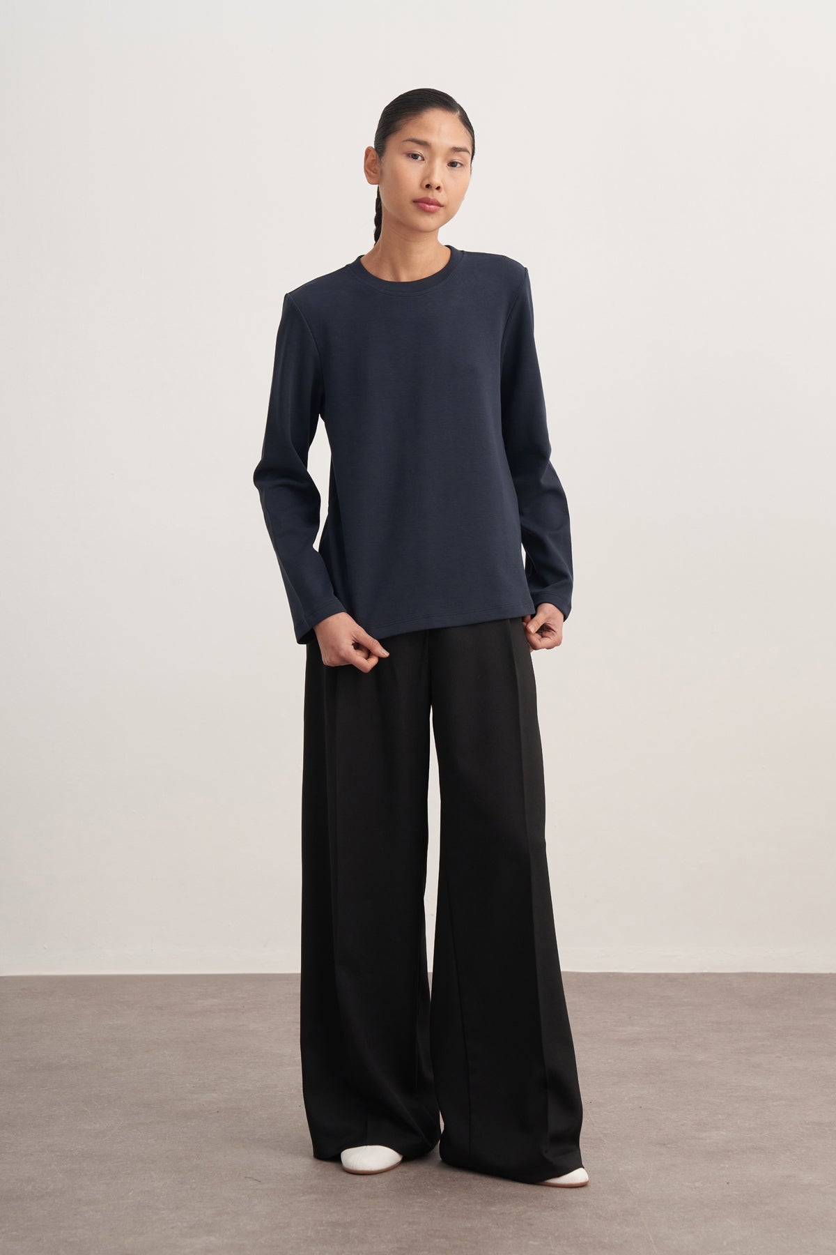 Kadın İnterlok Uzun Kollu Body Lacivert