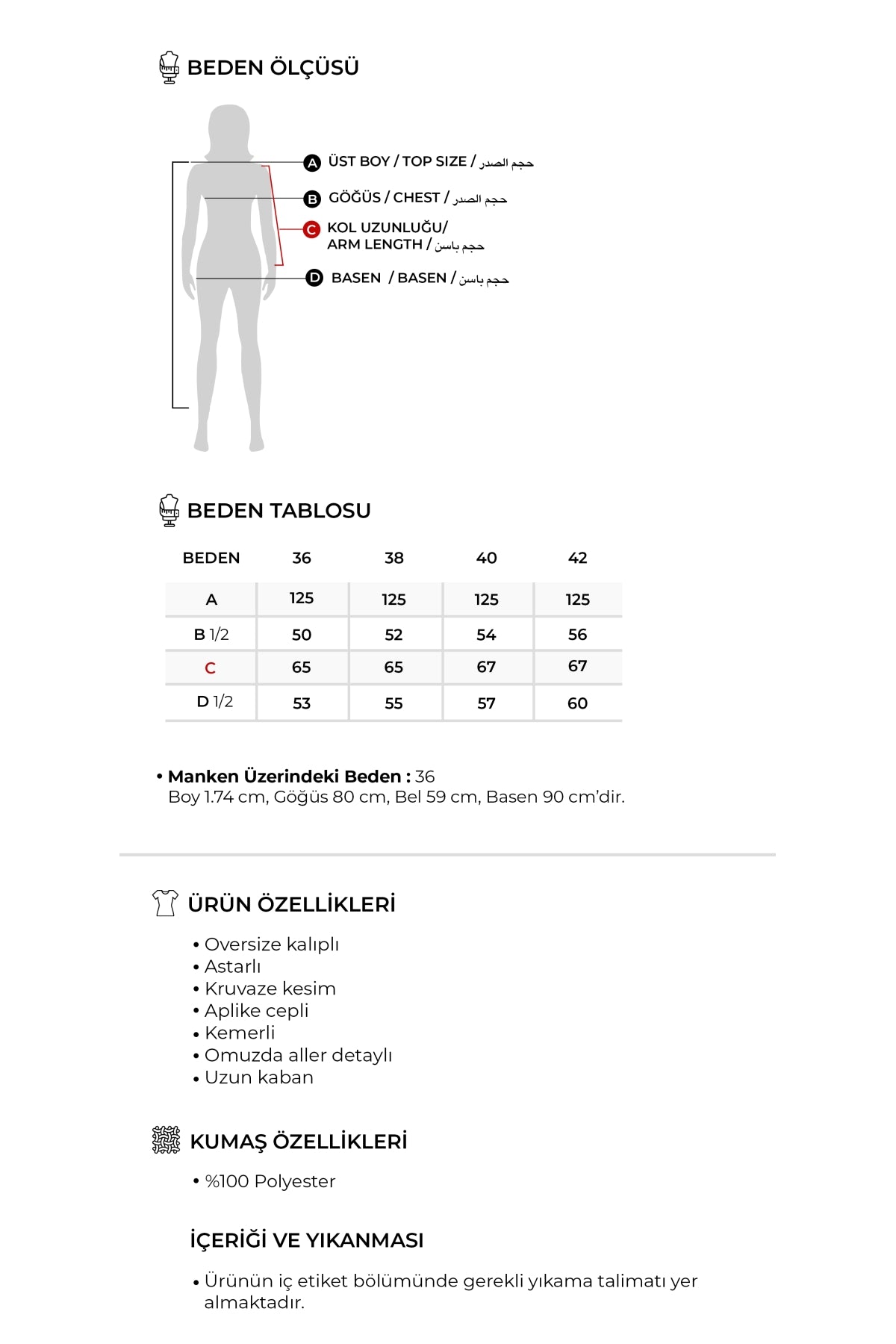 Kadın Oversize Uzun Kaşe Kaban Gri Melanj