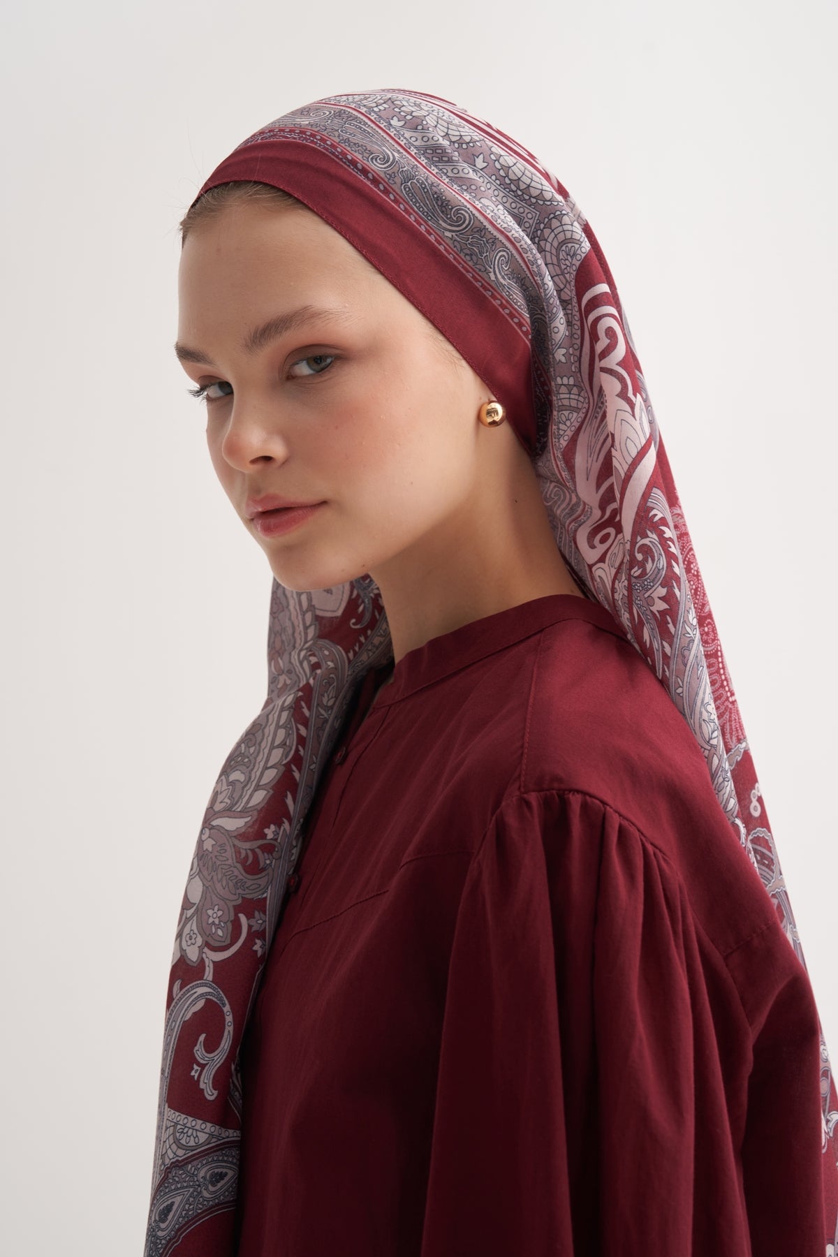 Kadın Poppy Desen Soft Şal Bordo