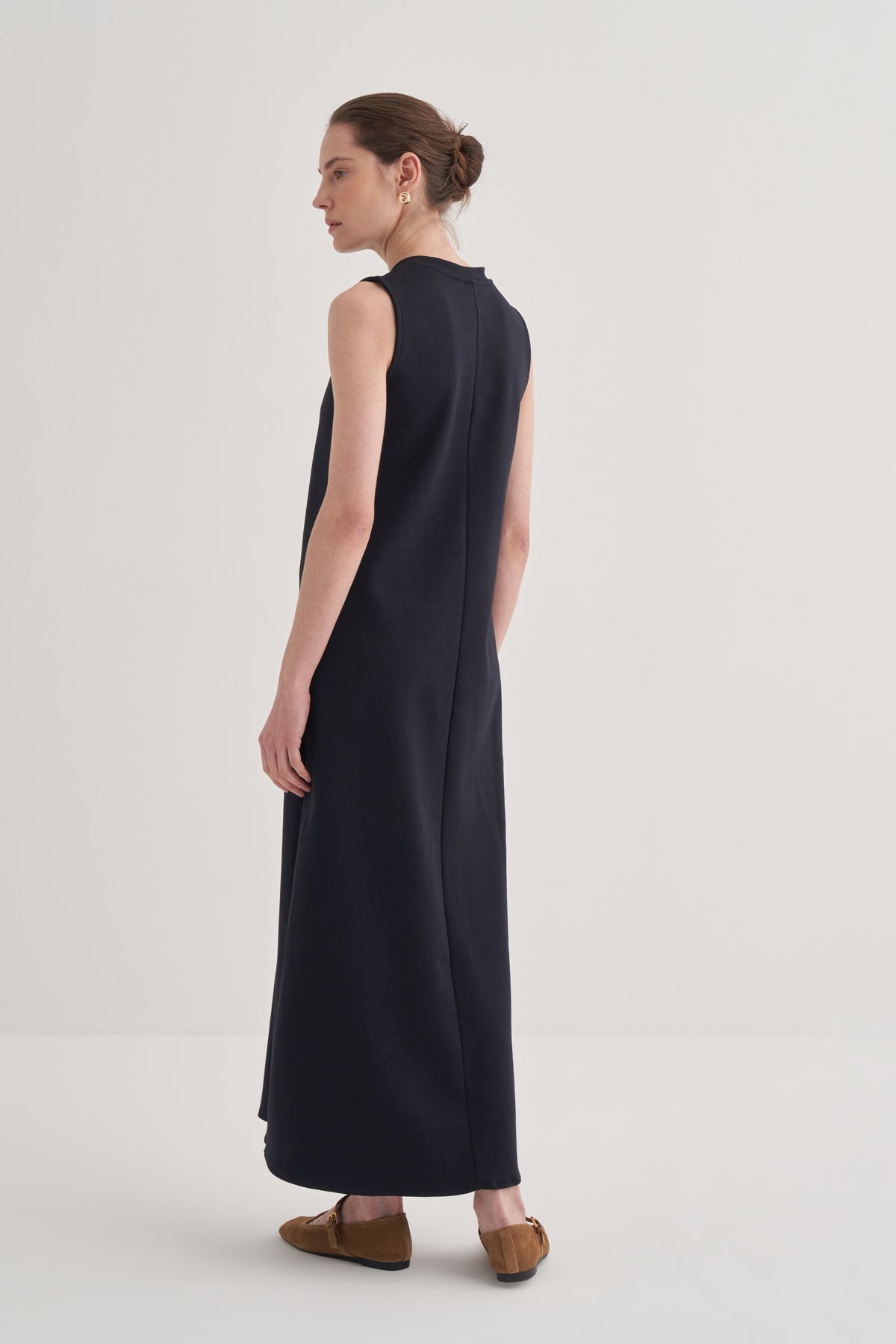 Kadın İnterlok Sıfır Kol Elbise Lacivert