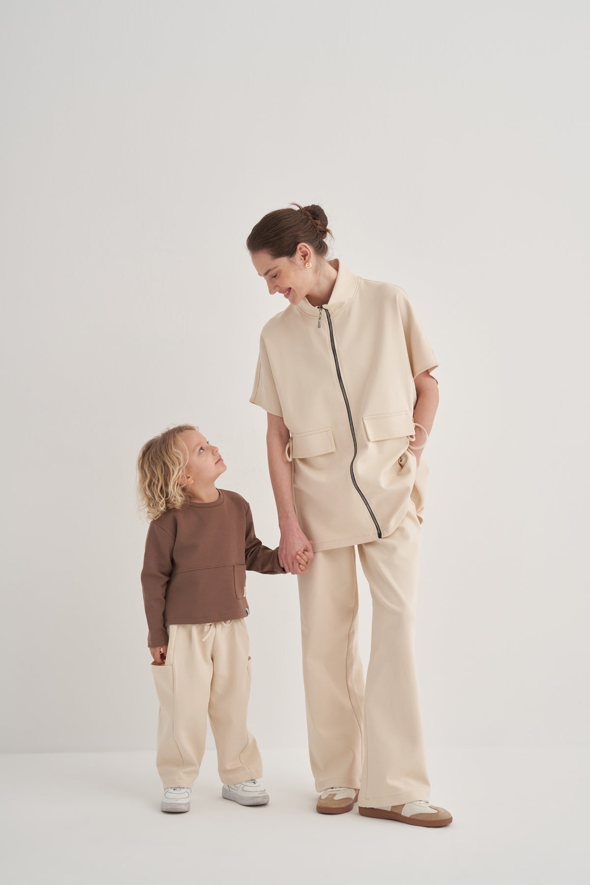 Kadın İnterlok Palazzo Pantolon Bej