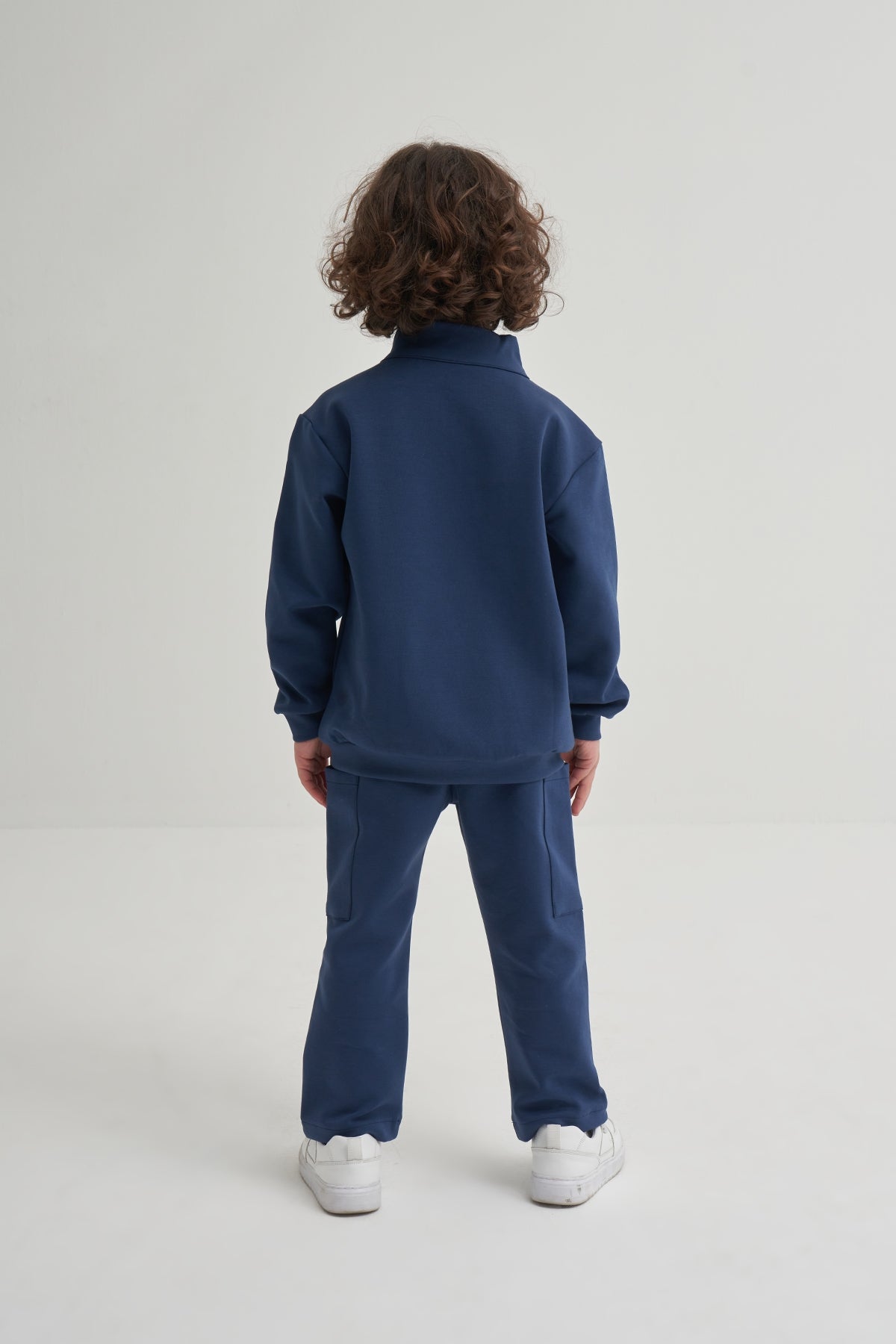 Unisex Çocuk İnterlok Yarım Fermuarlı Sweat Lacivert