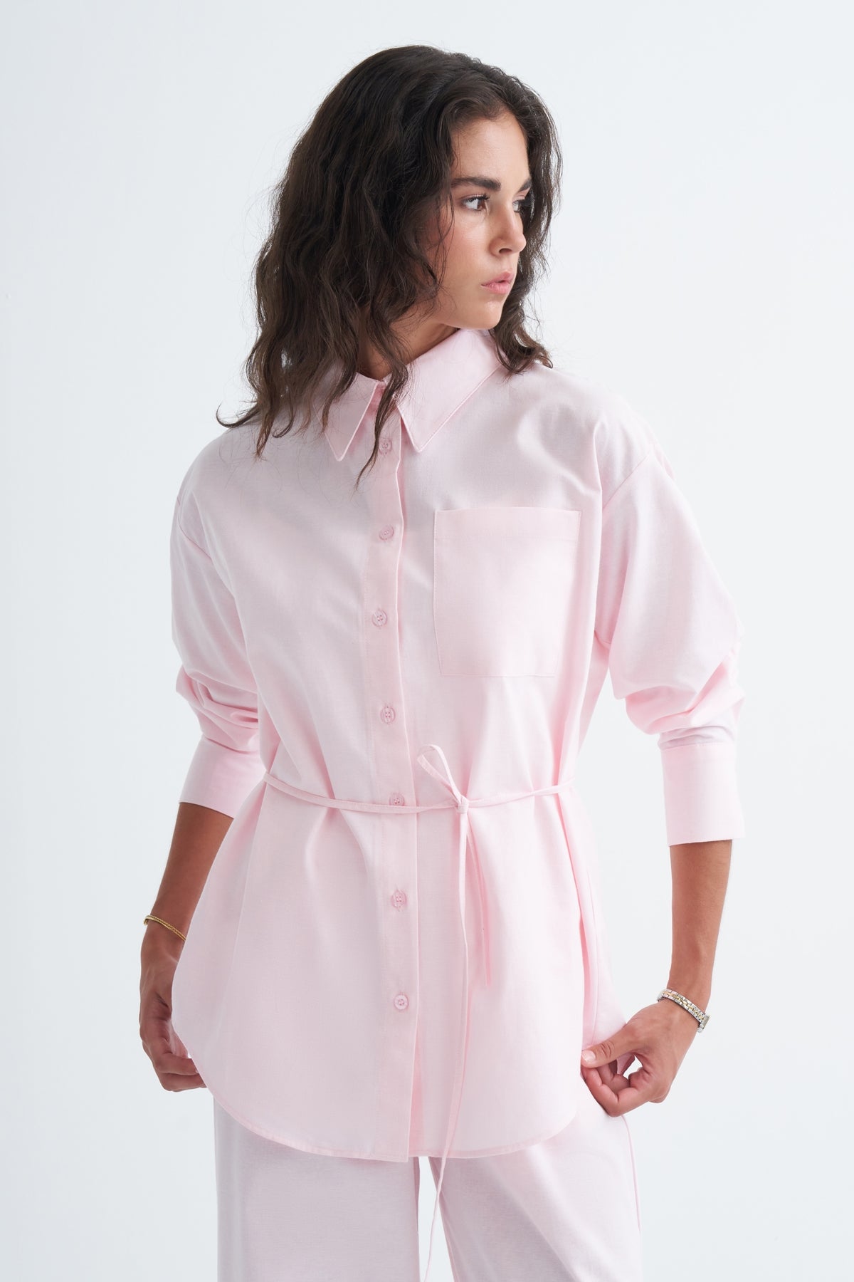 Basic Gömlek Pantolon Takım Pembe