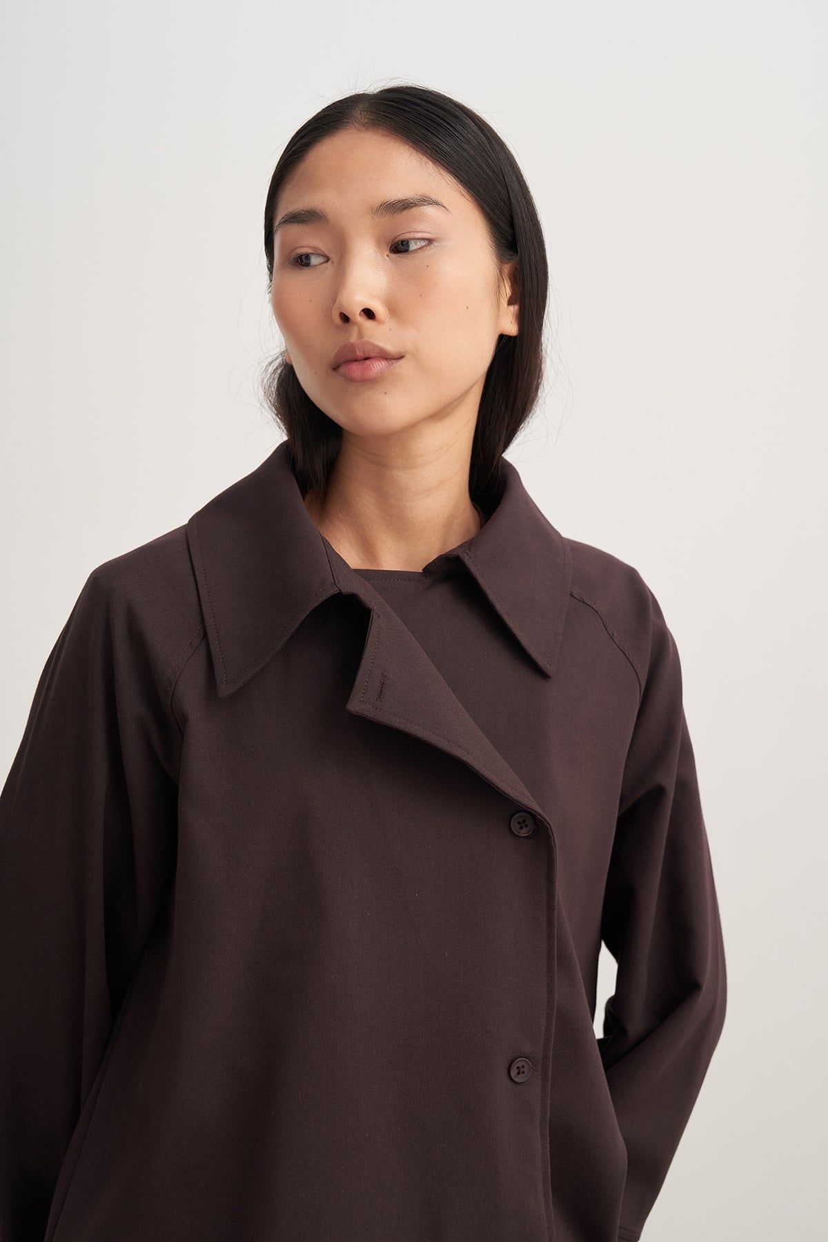 Kadın Gabardin Kruvaze Gömlek Kahve