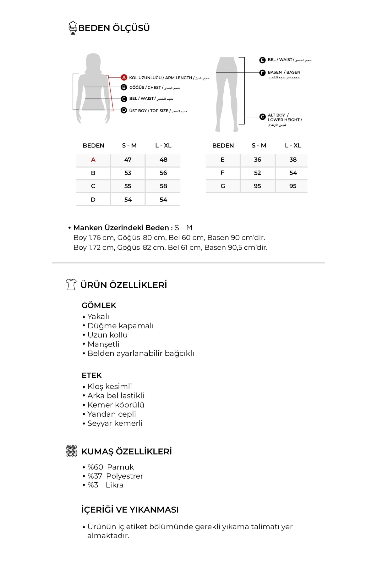 Kadın Gabardin Gömlekli Kloş Etek Takım Koyu Haki