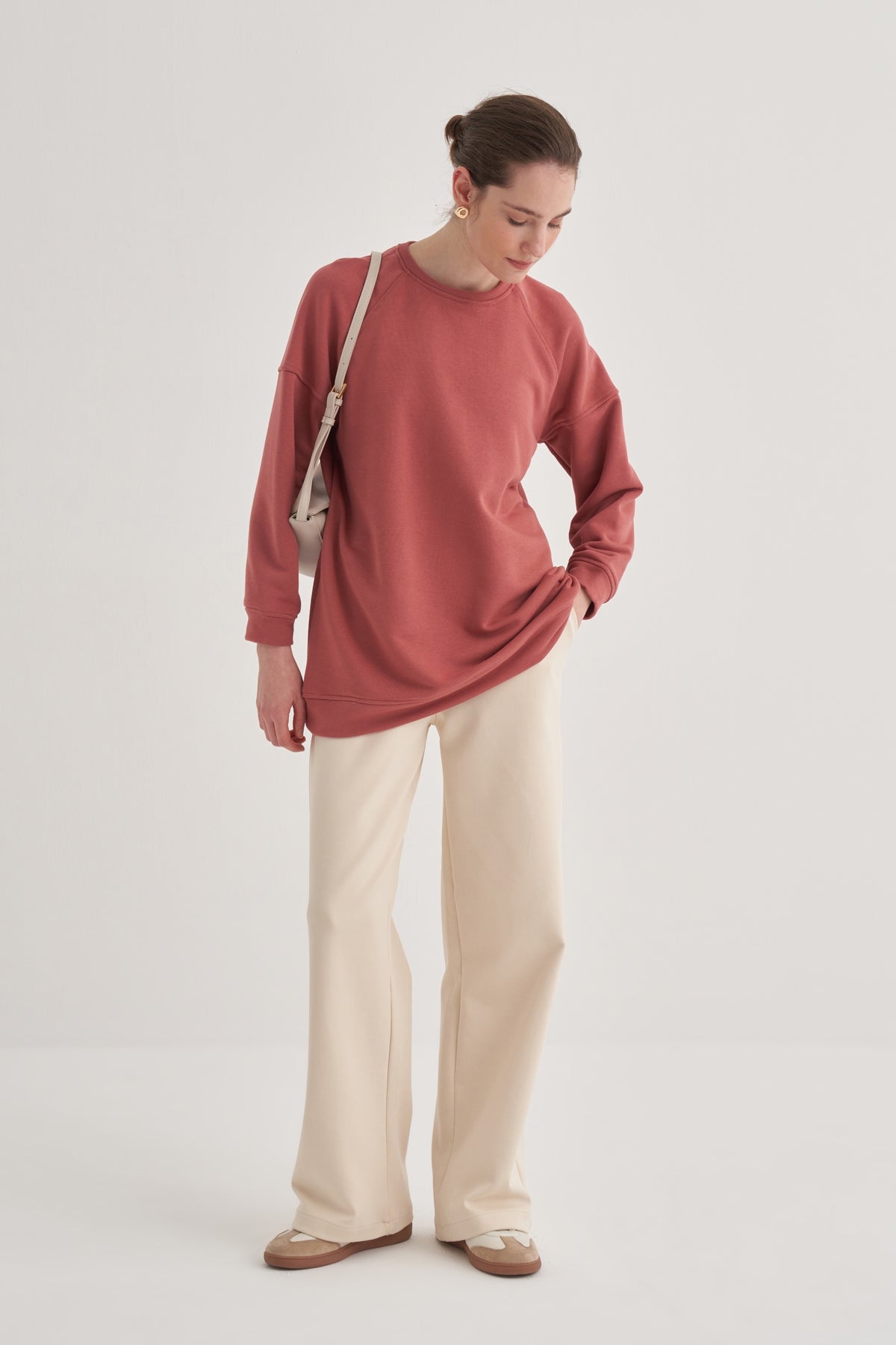 Kadın Oversize Sweat Mercan