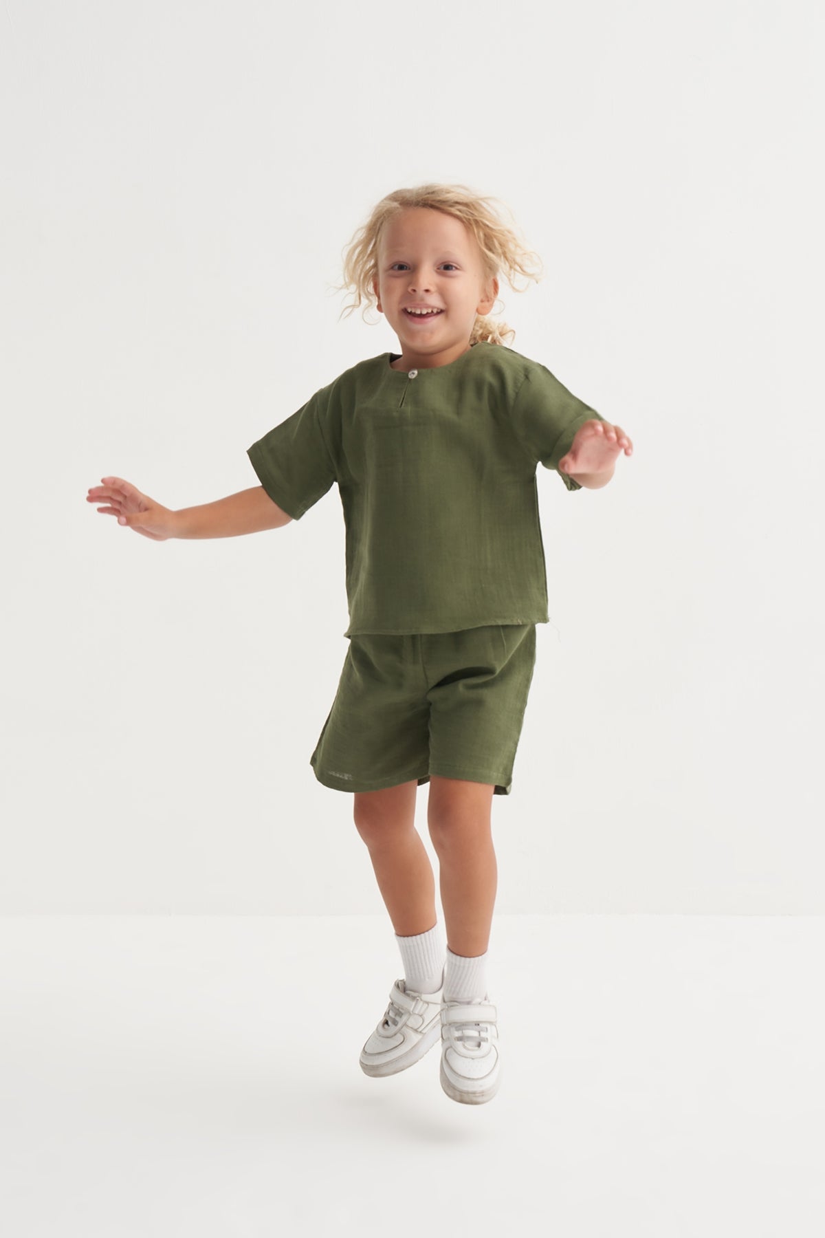 Unisex Çocuk Müslin Takım Yeşil