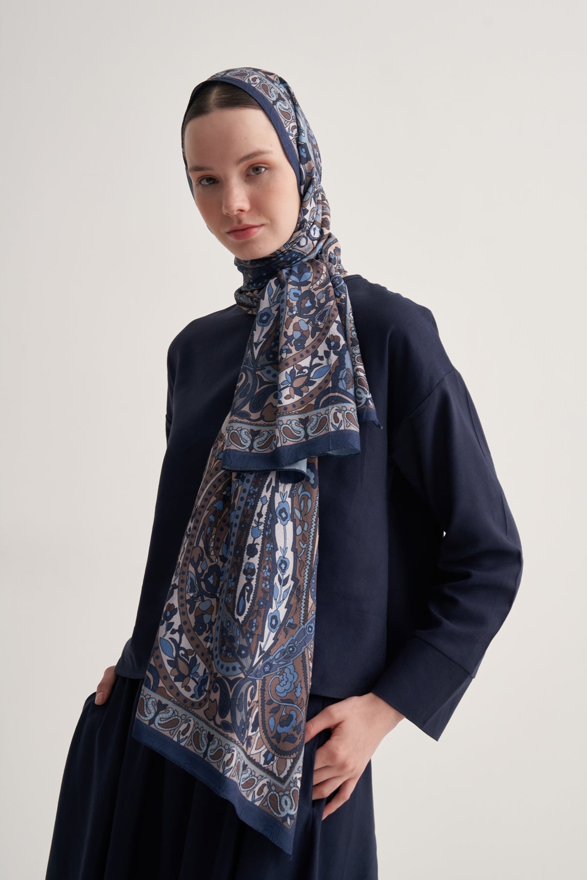 Kadın Crush Paisley Desen Şal Lacivert