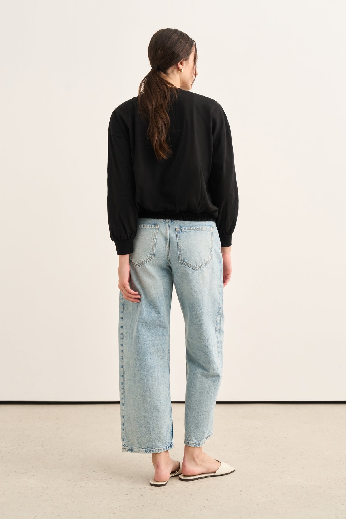 Kadın Beli Lastikli Sweat Siyah
