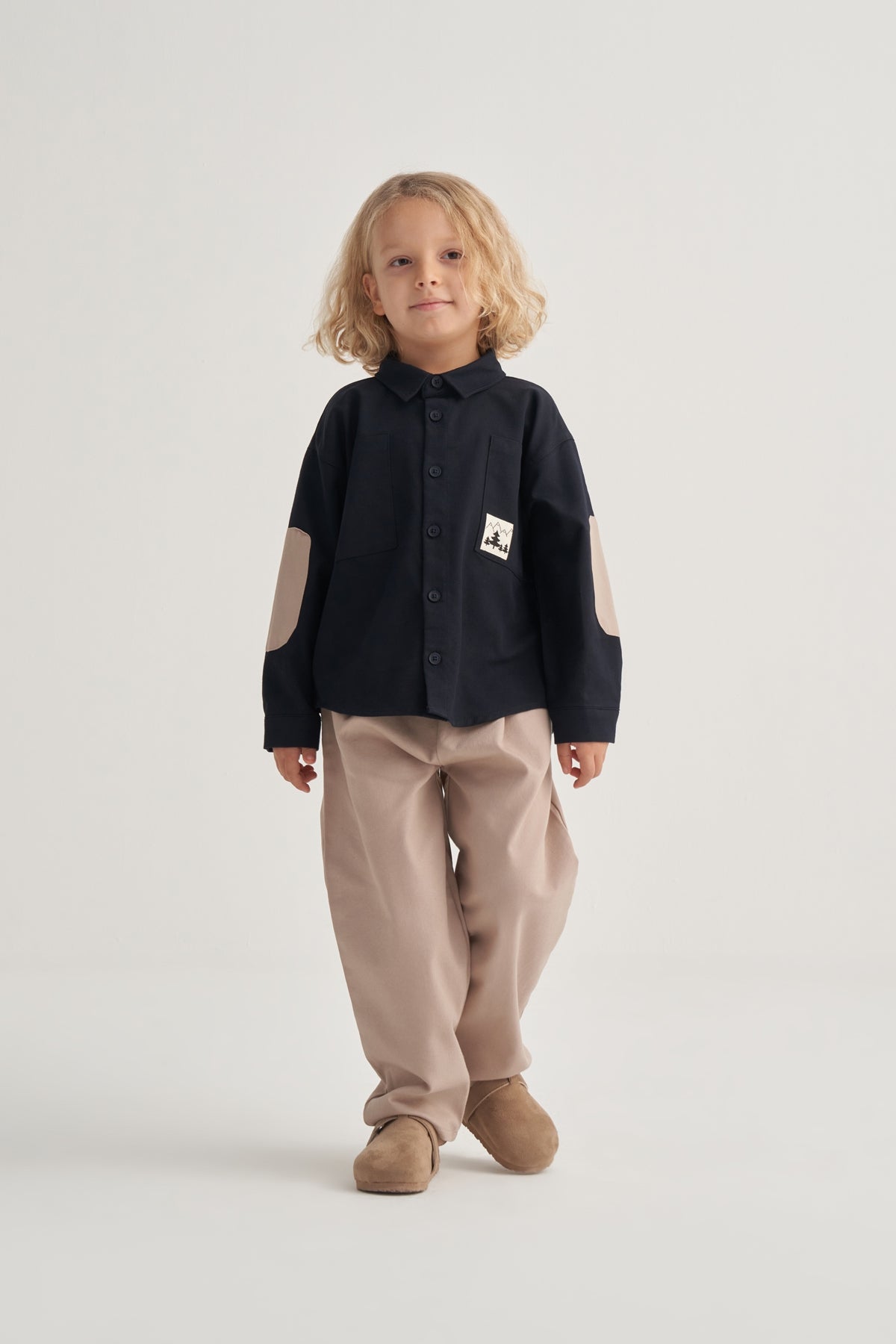 Unisex Çocuk Gabardin Gömlek Lacivert