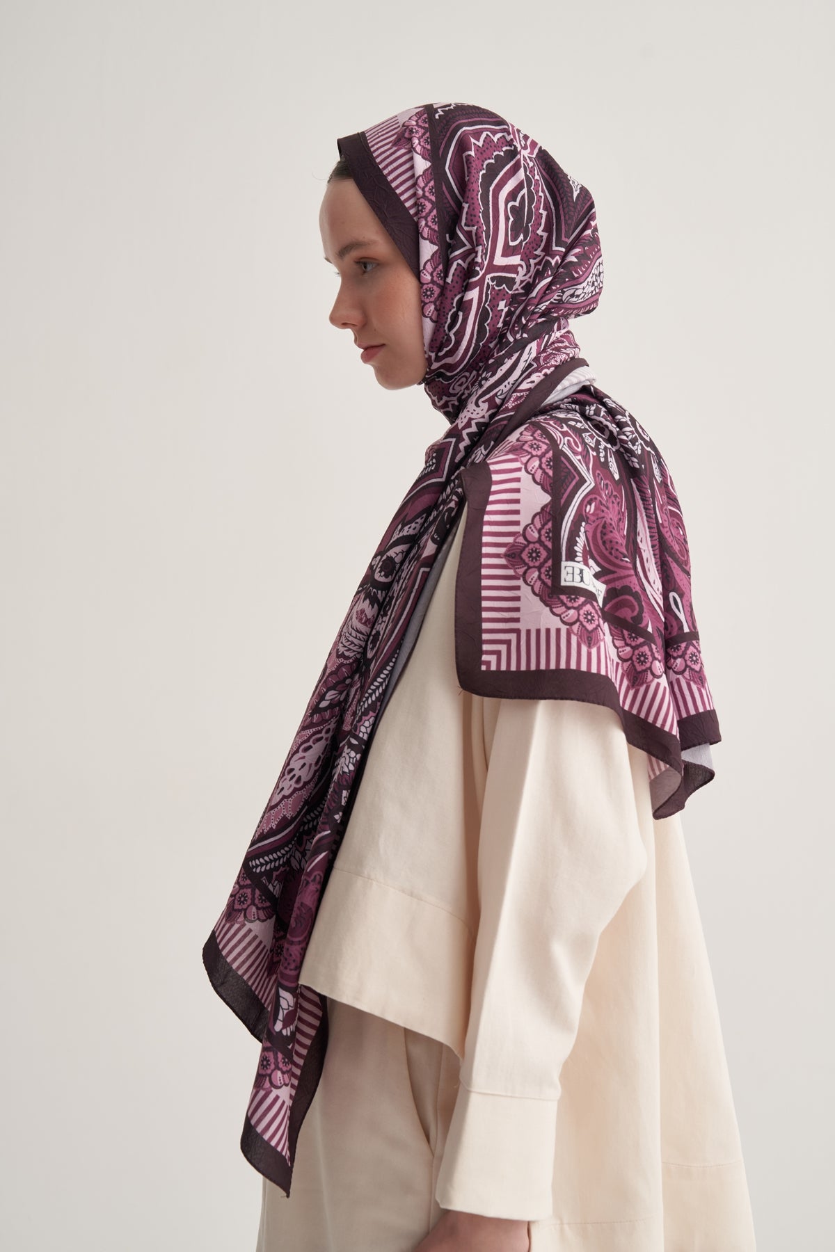 Kadın Crush İris Desen Şal Bordo