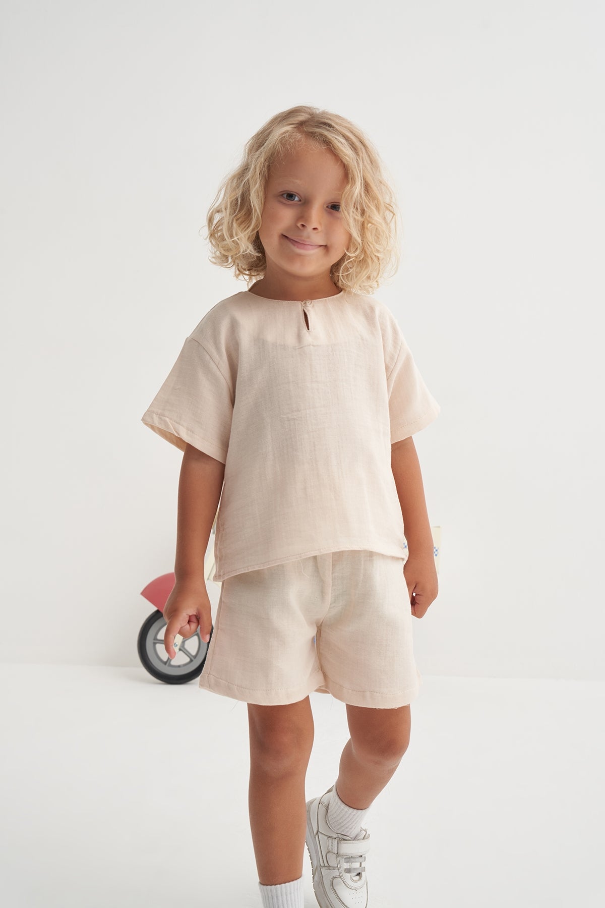 Unisex Çocuk Müslin Takım Krem