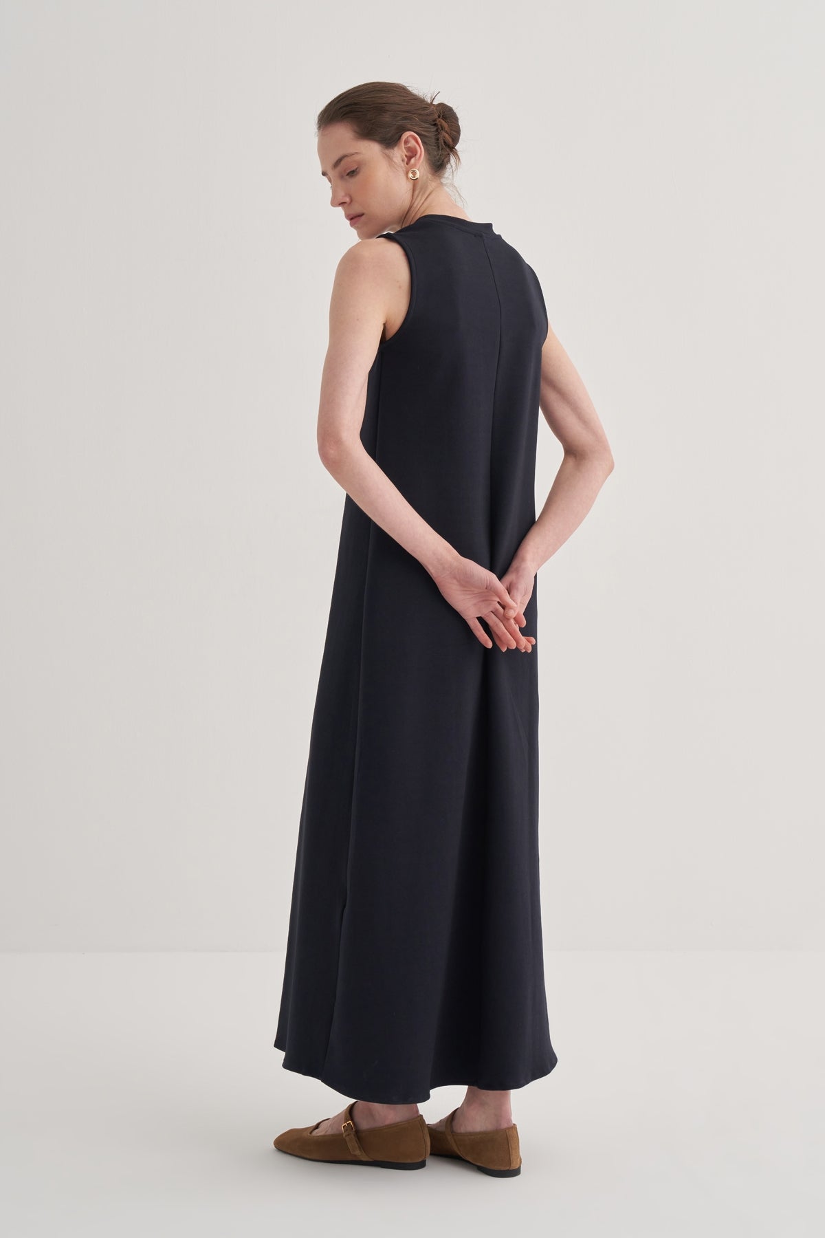 Kadın İnterlok Sıfır Kol Elbise Lacivert