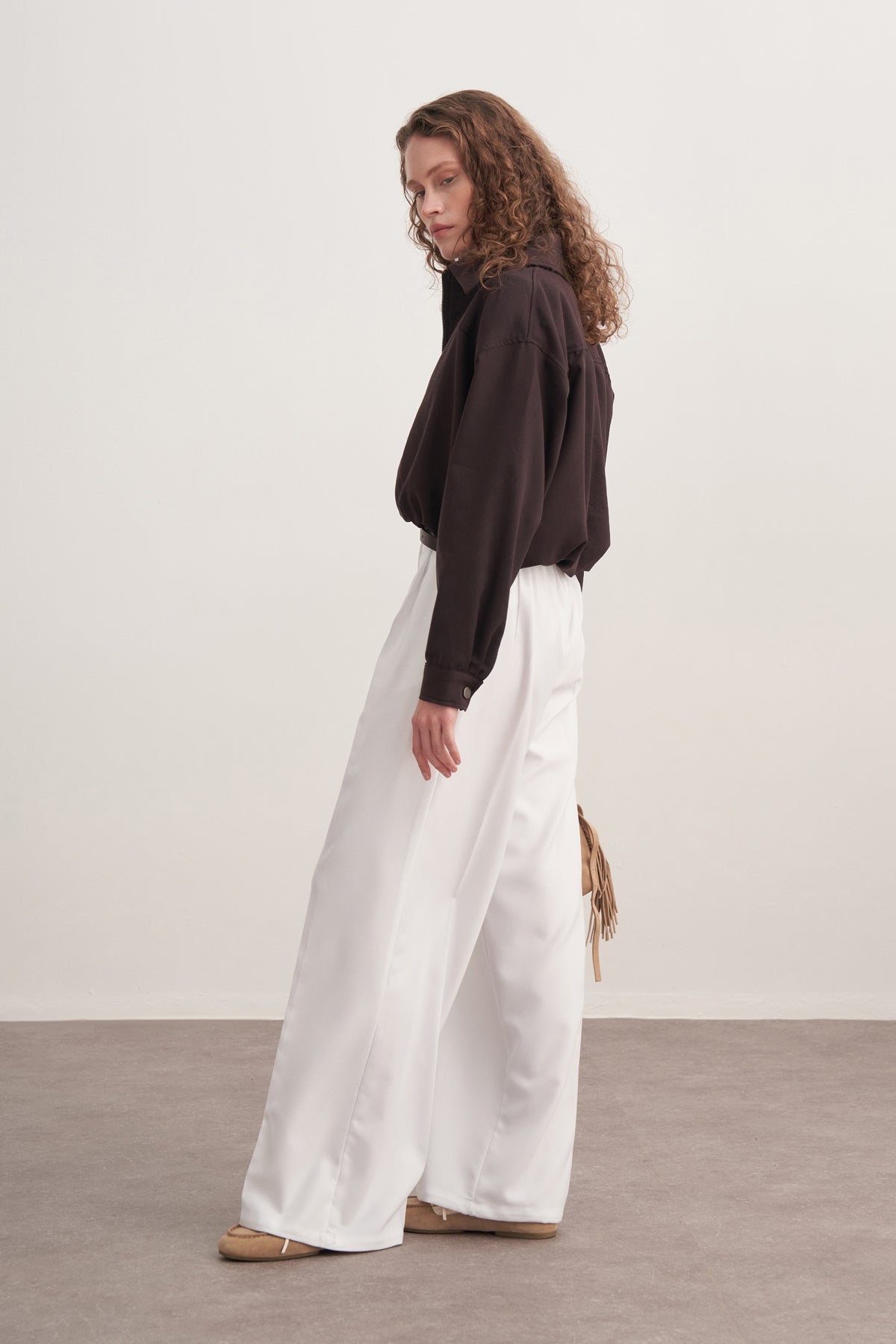 Kadın Gabardin Bomber Ceket Kahve