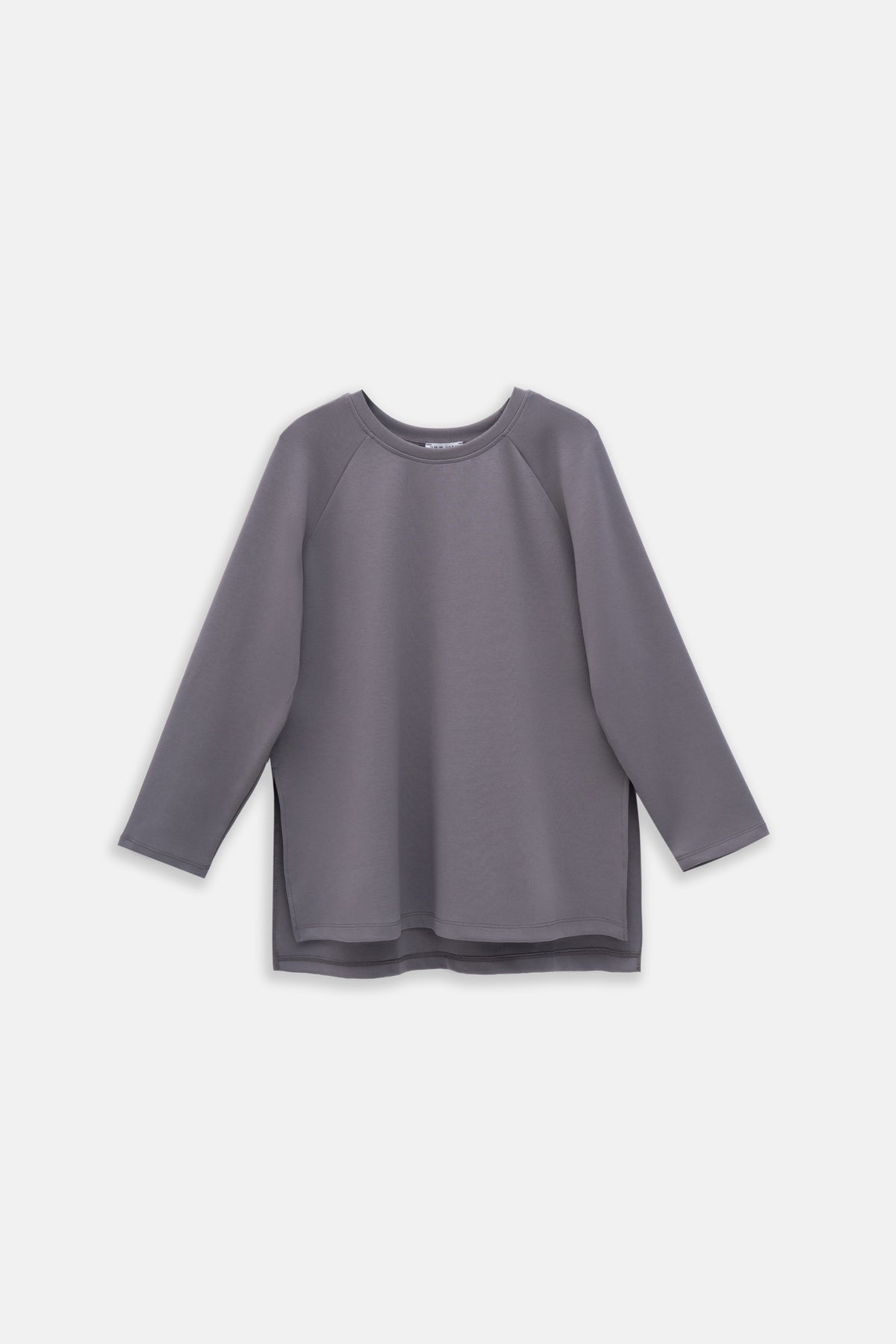 Kadın İnterlok Uzun Kollu Sweat Füme