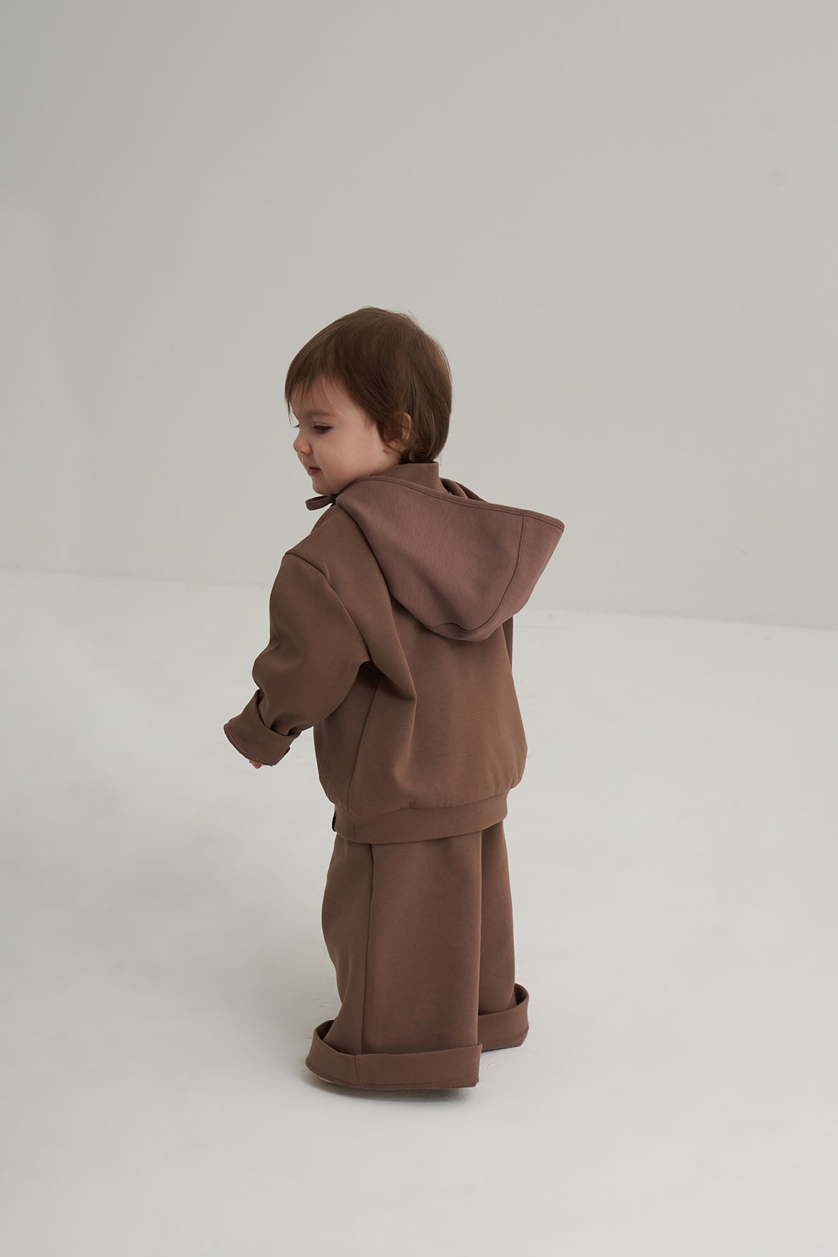 Kız Çocuk İnterlok Rahat Kesim ikili Takım Kahve