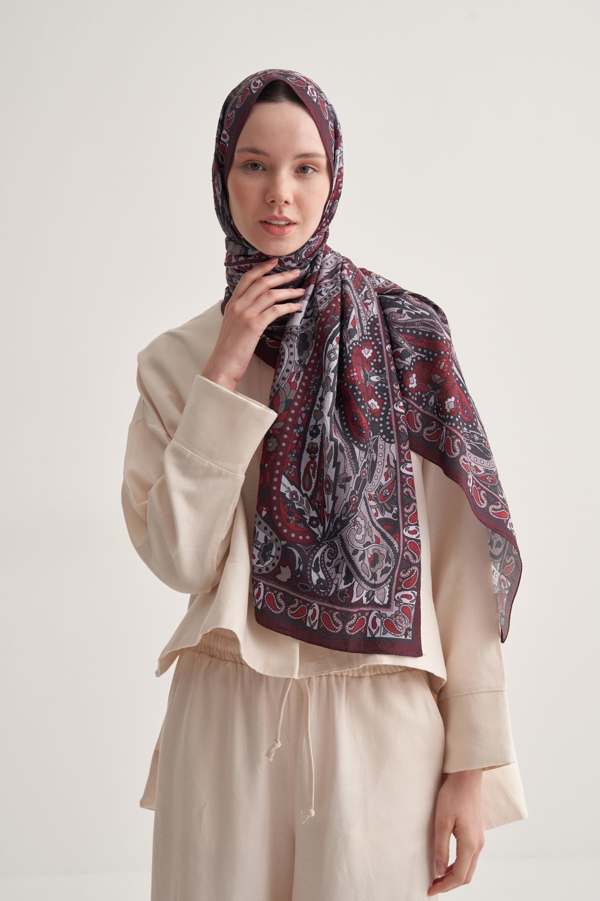 Kadın Crush Paisley Desen Şal Bordo