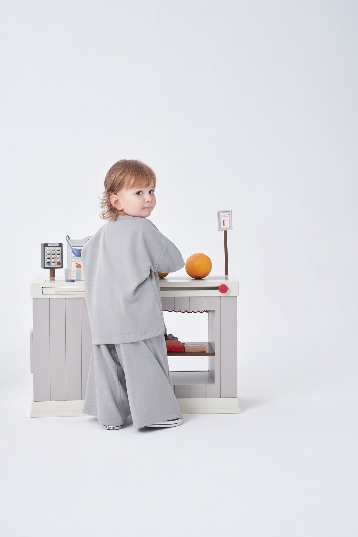 Unisex Çocuk Oversize Basic Takım Pastel Gri