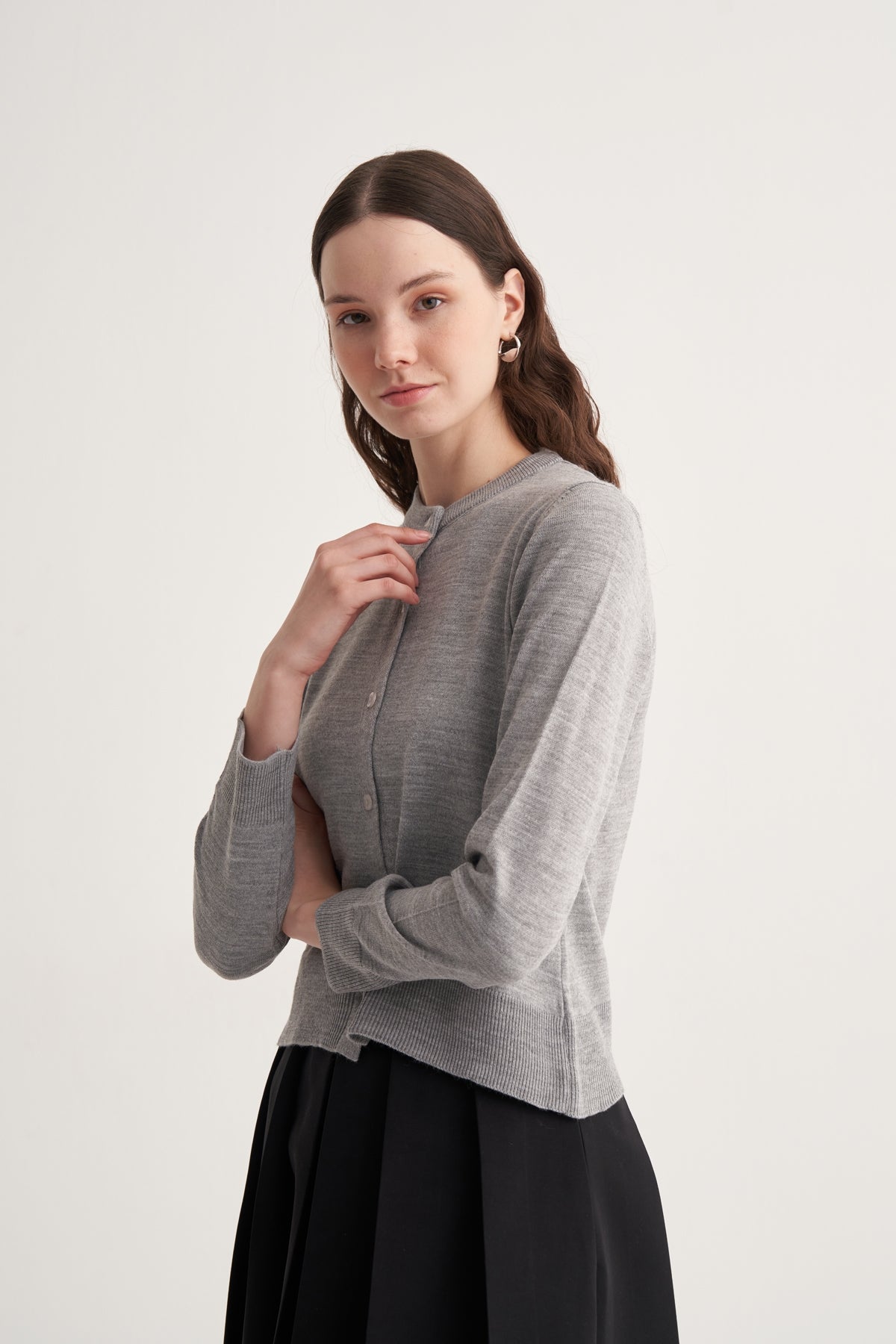 Kadın İnce Triko Hırka Gri