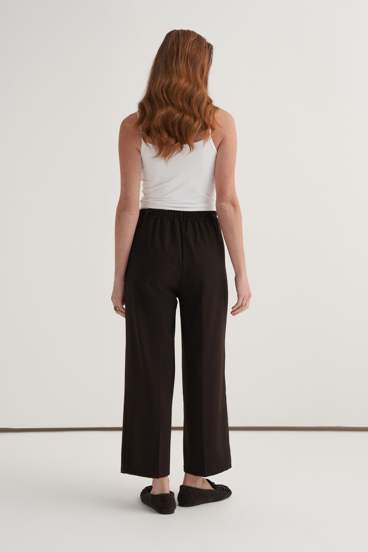 Kadın Düz Kesim Pensli Pantolon Acı Kahve