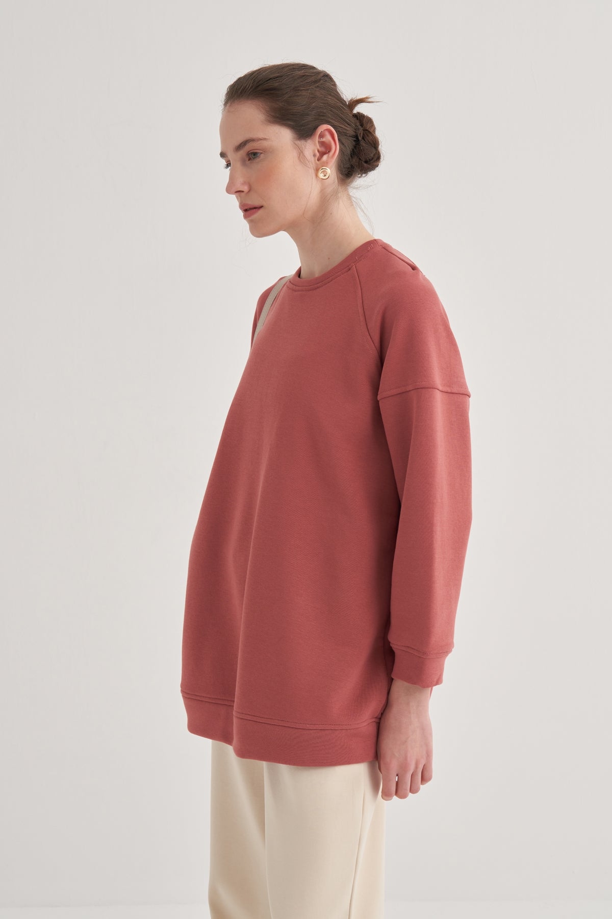 Kadın Oversize Sweat Mercan