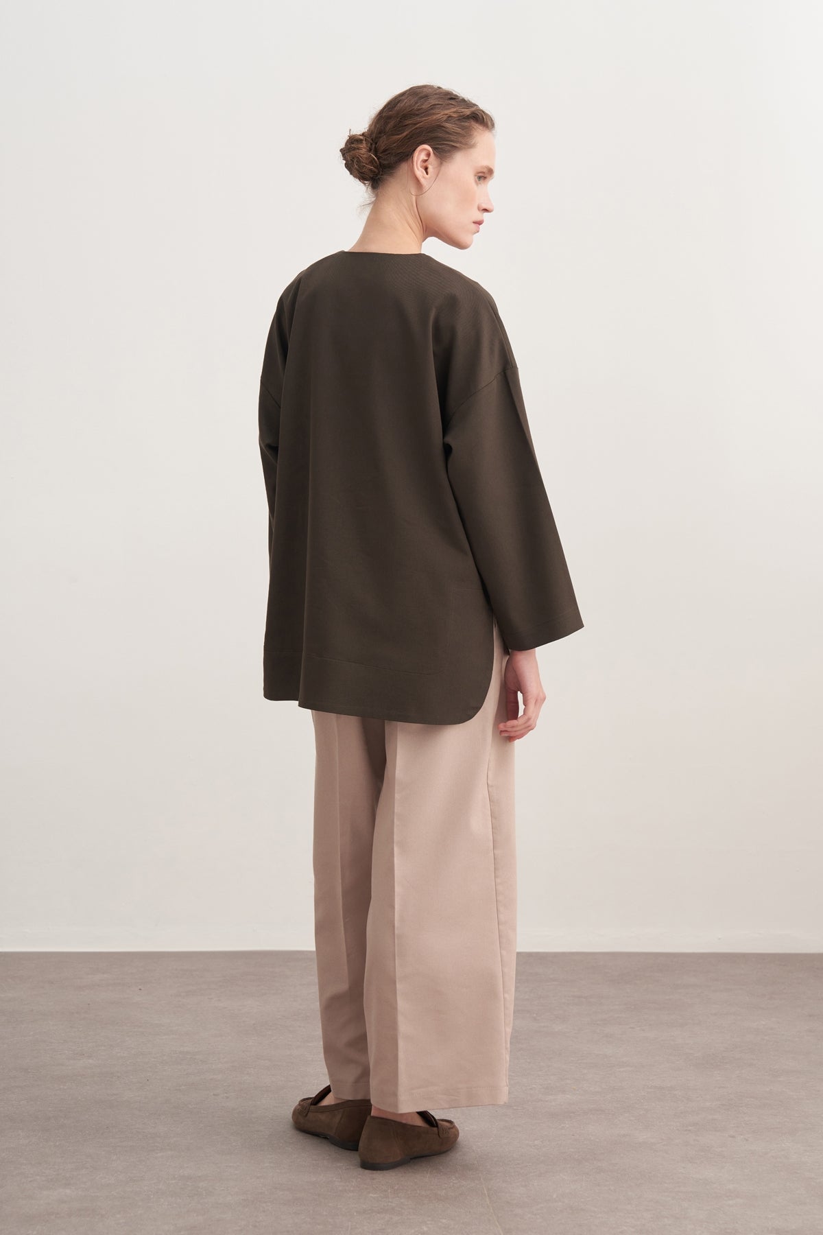 Kadın Gabardin Ceket Gömlek Koyu Haki