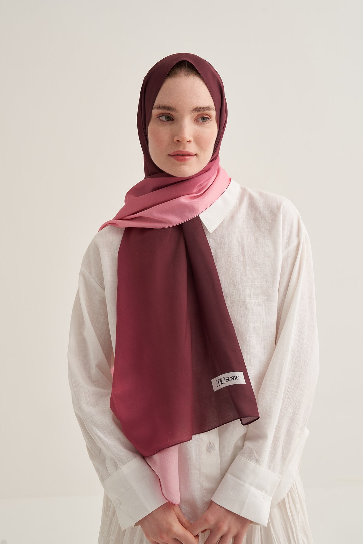 Kadın Degrade Soft Pamuk Şal Bordo