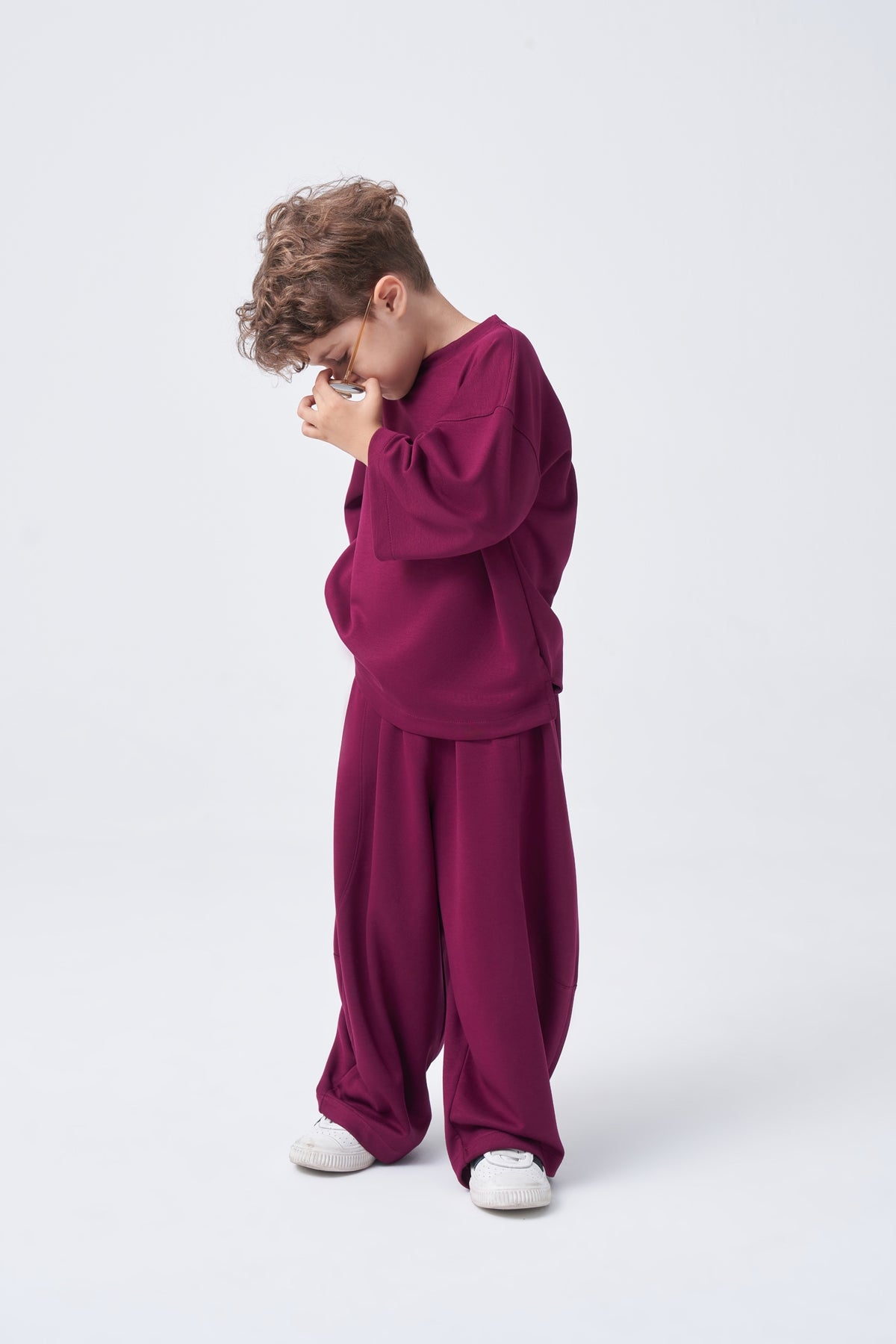 Unisex Çocuk Bol Kesimli Rahat Takım Bordo