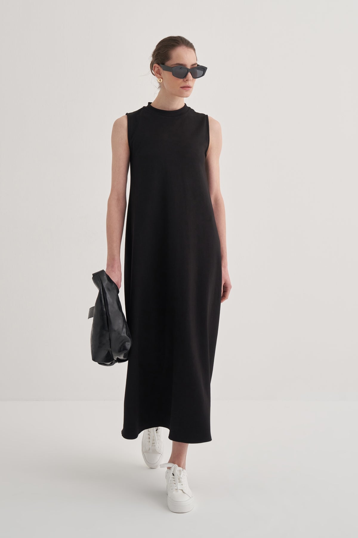 Kadın İnterlok Sıfır Kol Elbise Siyah