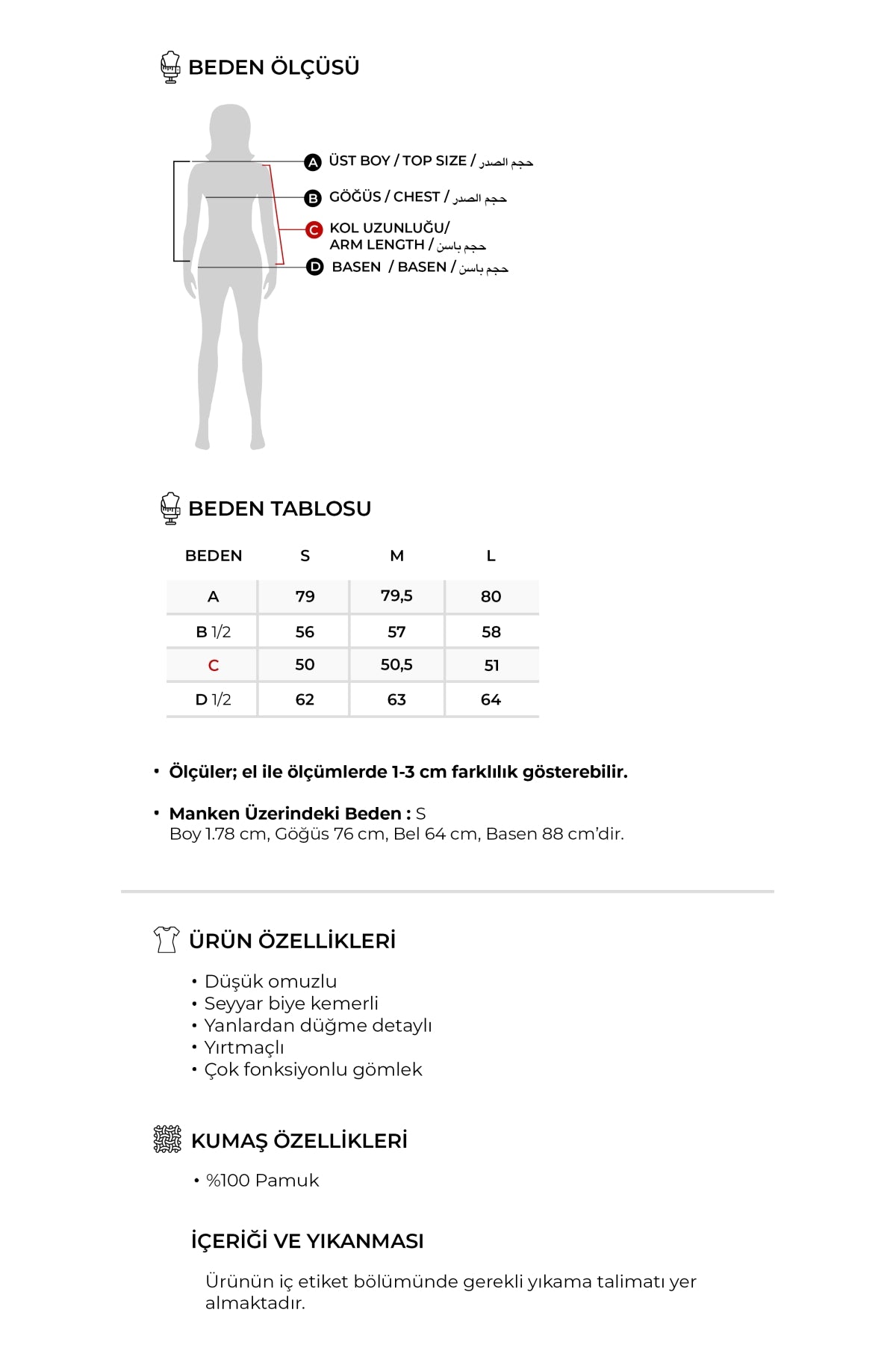 Kadın Organik Pamuk Yırtmaçlı Fonksiyonel Gömlek Lacivert