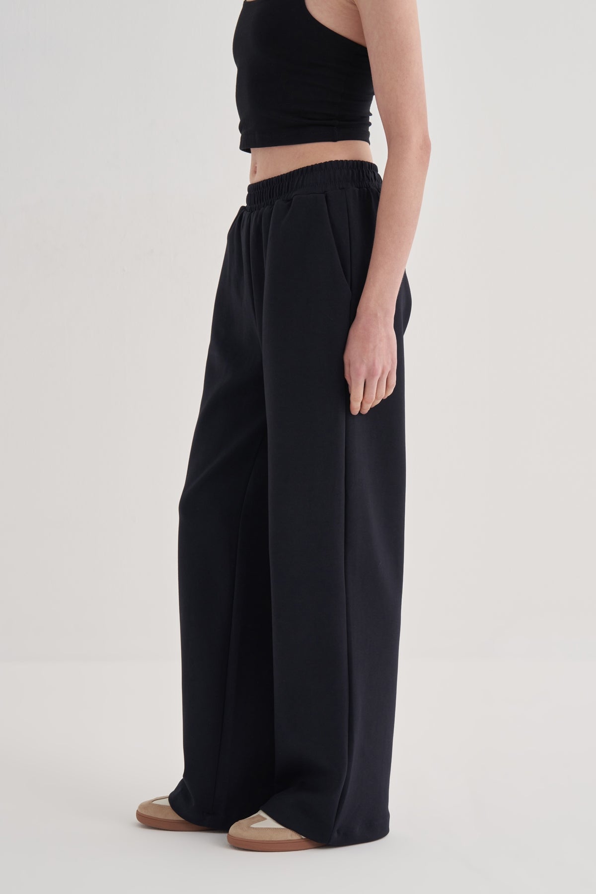 Kadın İnterlok Palazzo Pantolon Lacivert