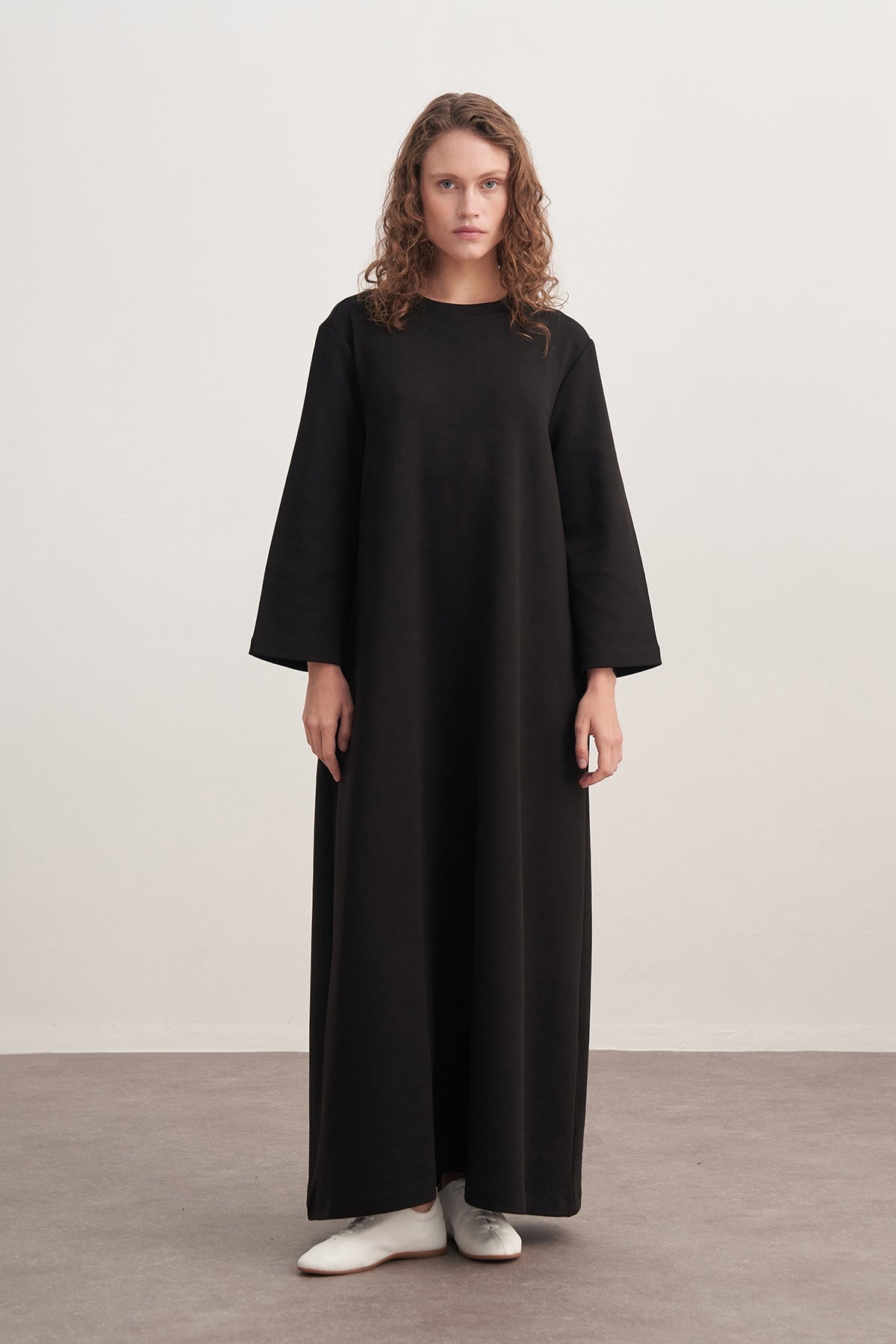 Kadın İnterlok Oversize Elbise Siyah