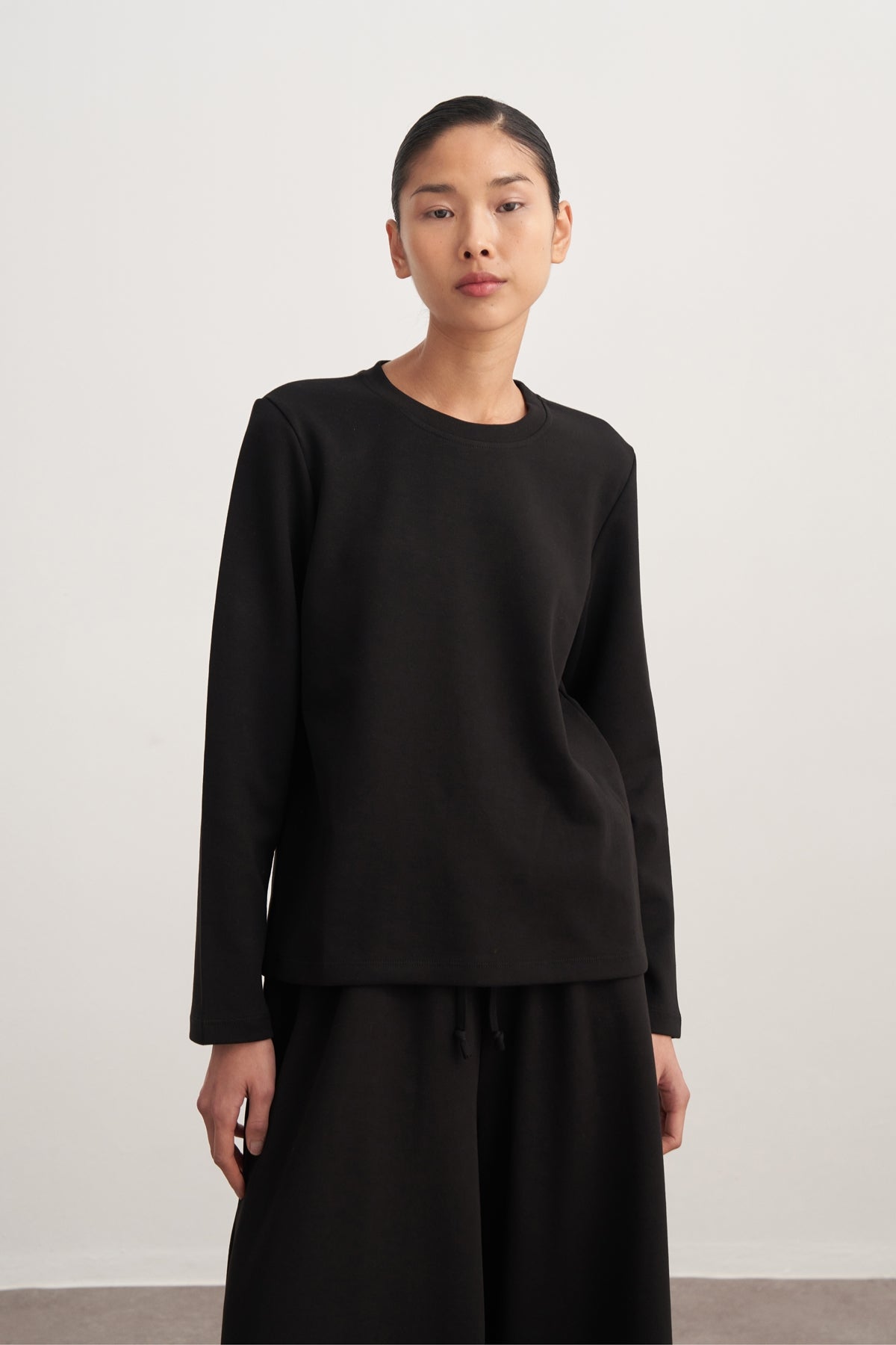 Kadın İnterlok Uzun Kollu Body Siyah