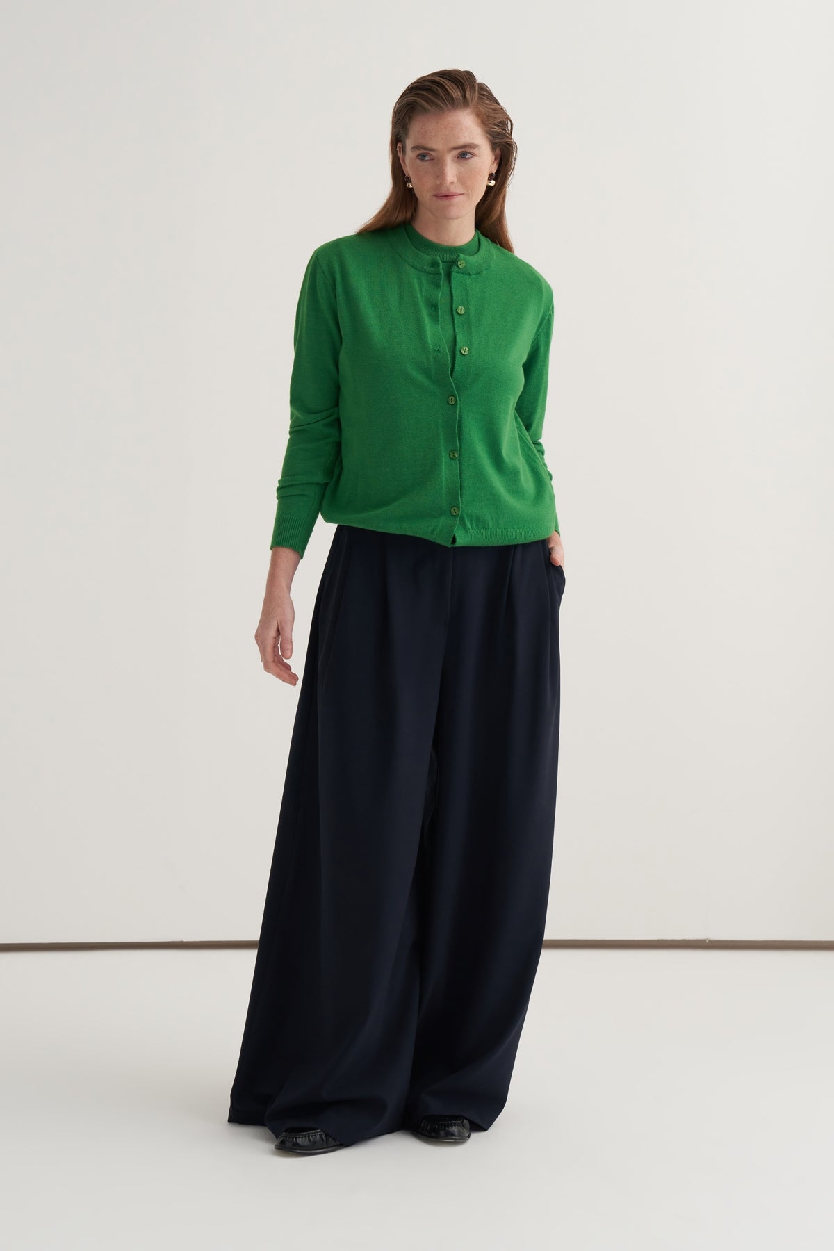 Kadın Viskon Triko Tişörtlü Hırka Takım Çimen Yeşili