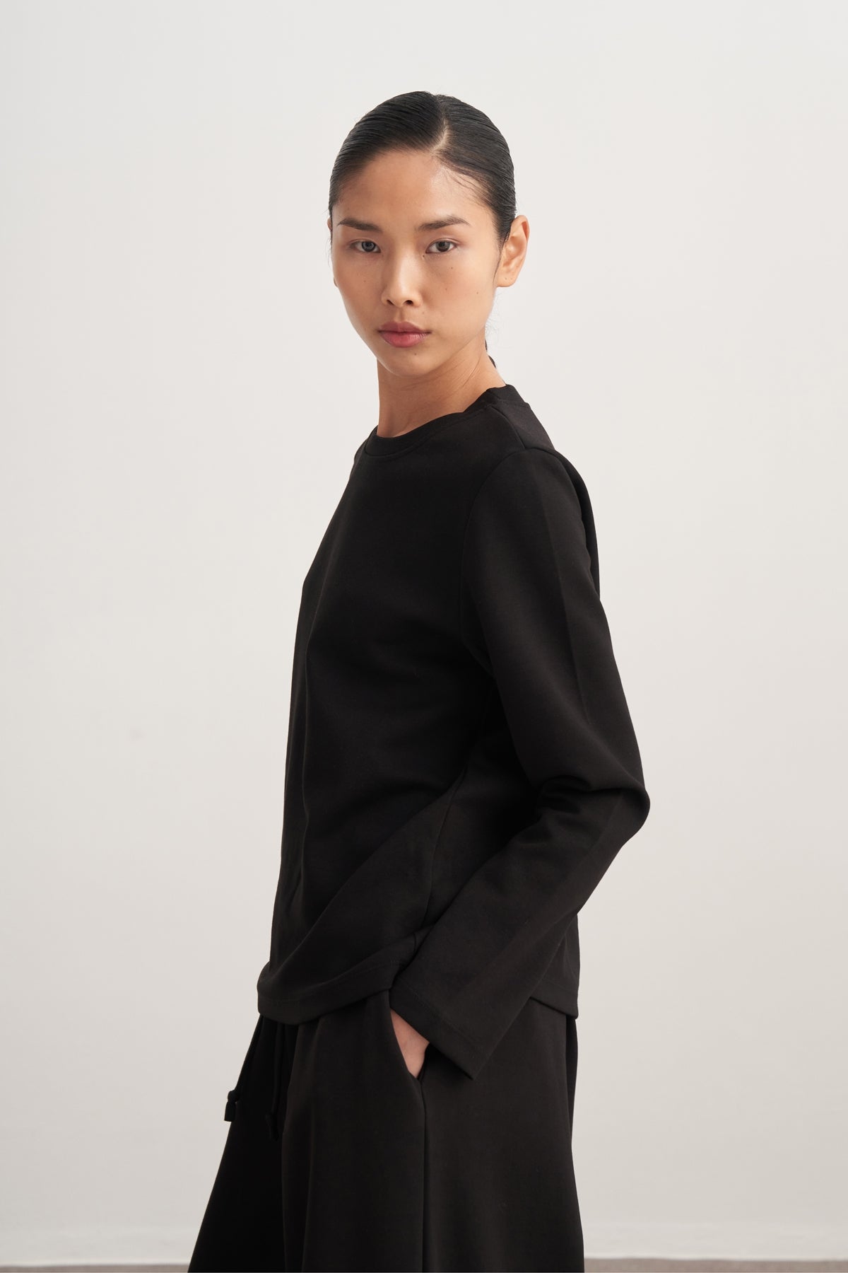 Kadın İnterlok Uzun Kollu Body Siyah