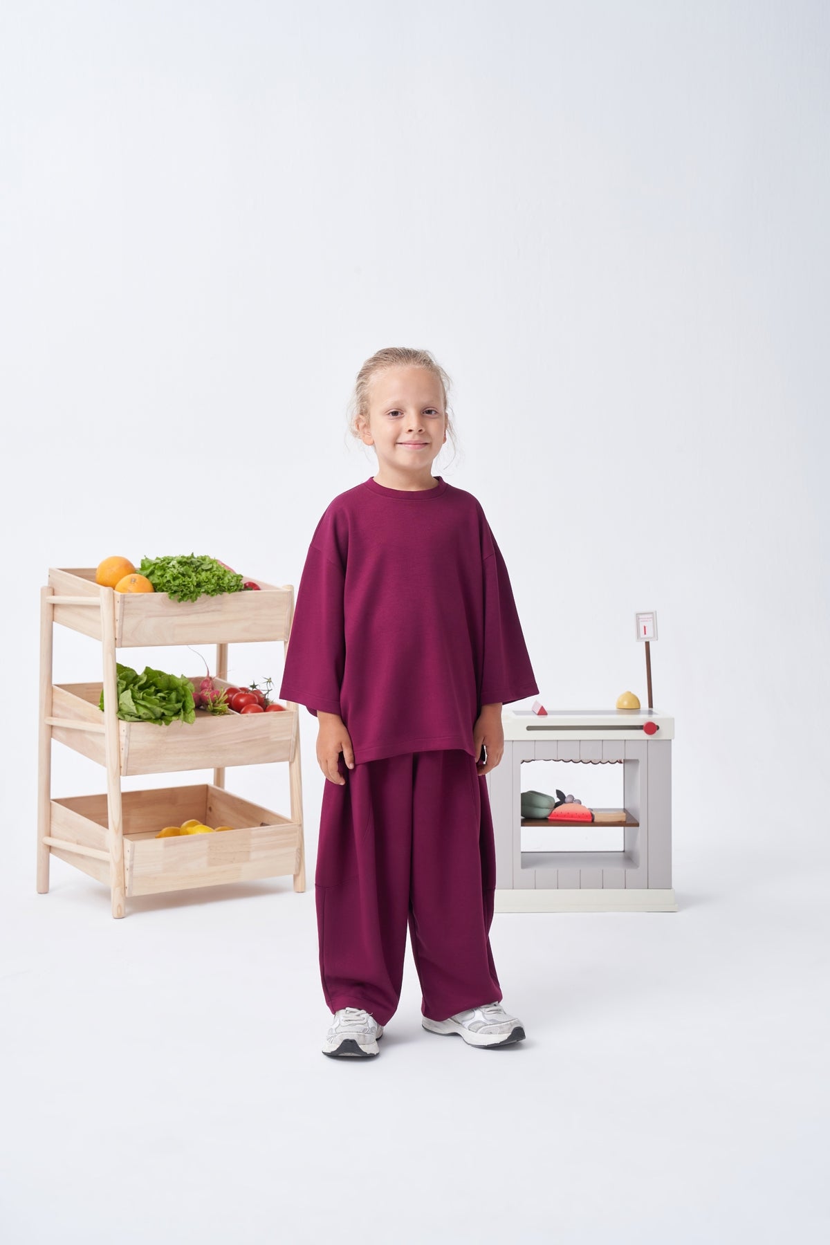 Unisex Çocuk Bol Kesimli Rahat Takım Bordo