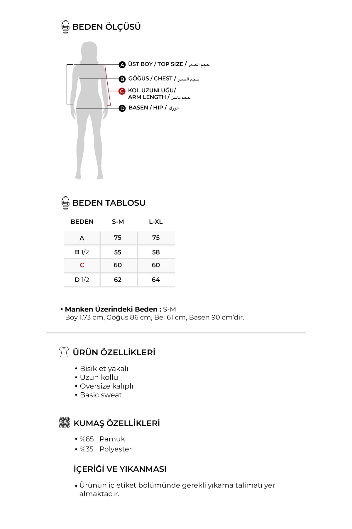 Kadın Oversize Sweat Gri Melanj