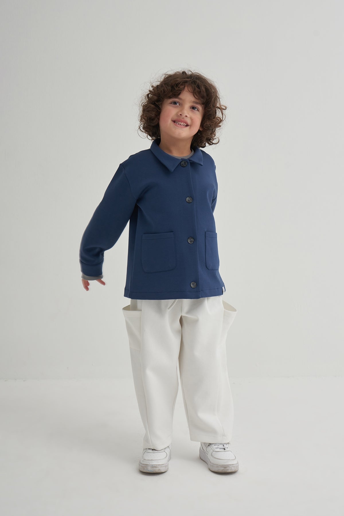 Unisex Çocuk İnterlok Ceket Lacivert