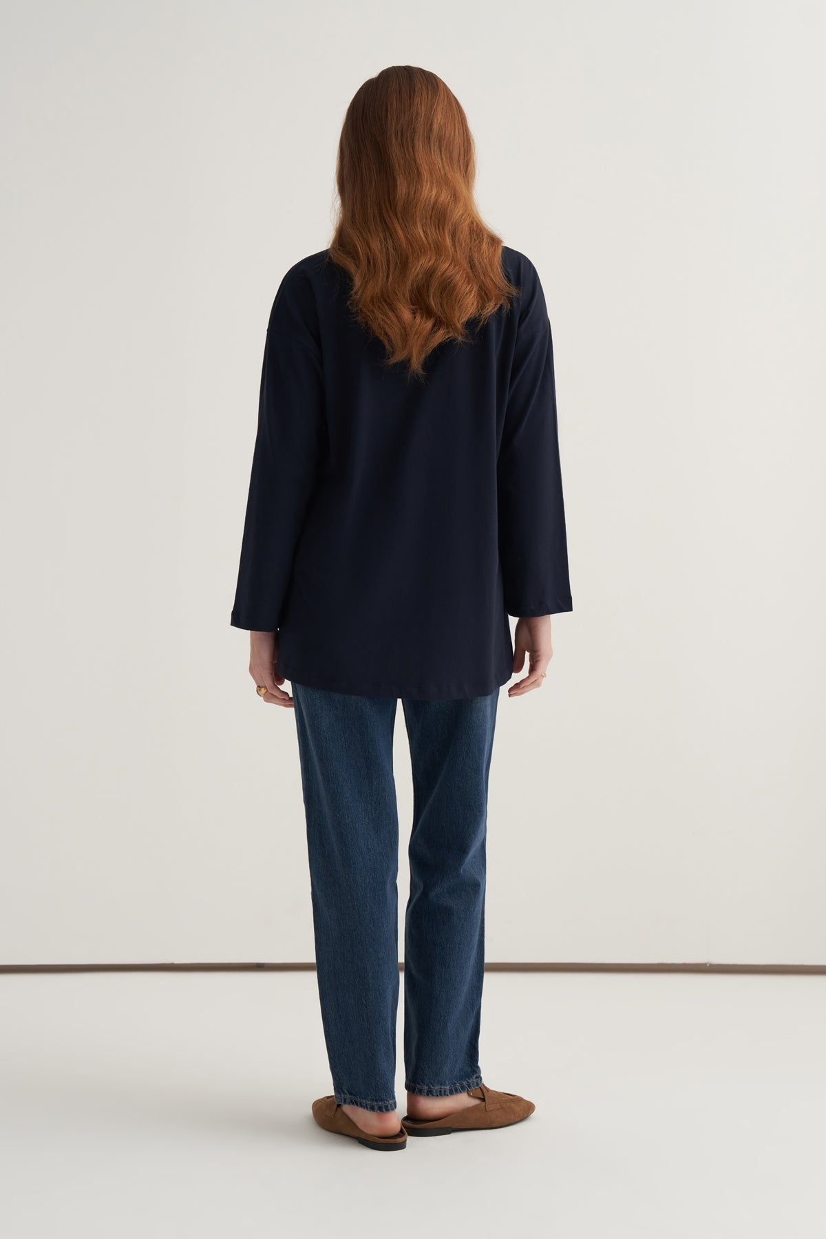 Kadın Basic Uzun Kollu Sweat Lacivert