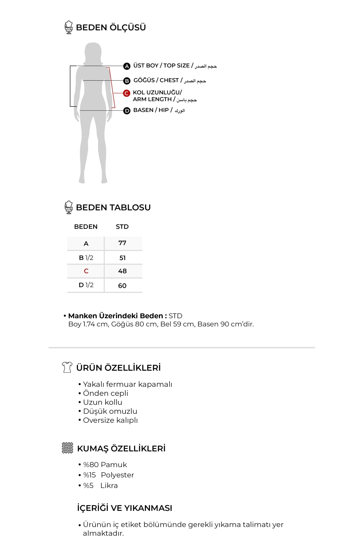 Kadın İnterlok Fermuarlı Hırka Siyah