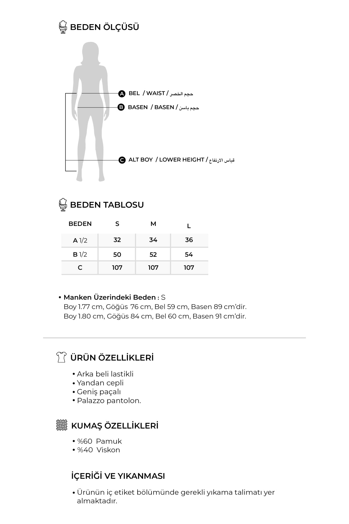 Kadın Dökümlü Pamuklu Palazzo Pantolon Haki