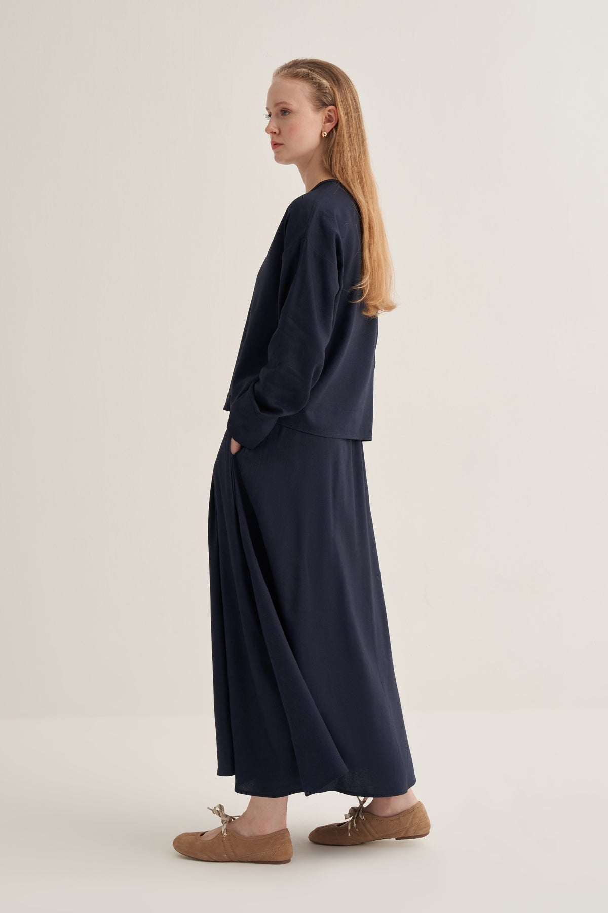 Kadın Etek Bluz Takım Lacivert