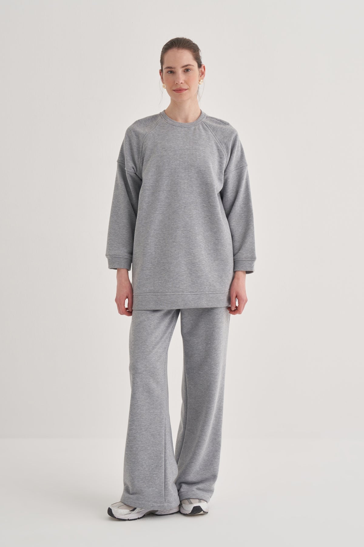 Kadın Oversize Sweat Gri Melanj