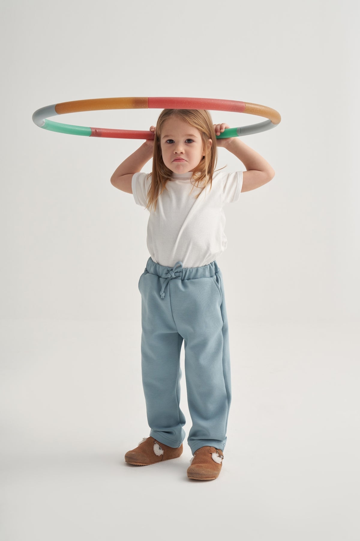 Unisex Çocuk İnterlok Düz Kesim Pantolon Mavi