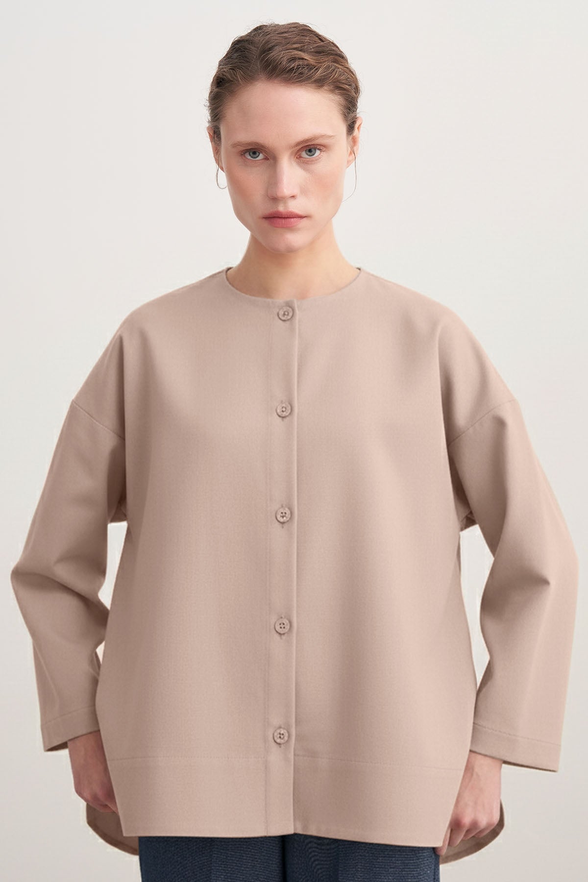 Kadın Gabardin Ceket Gömlek Bej
